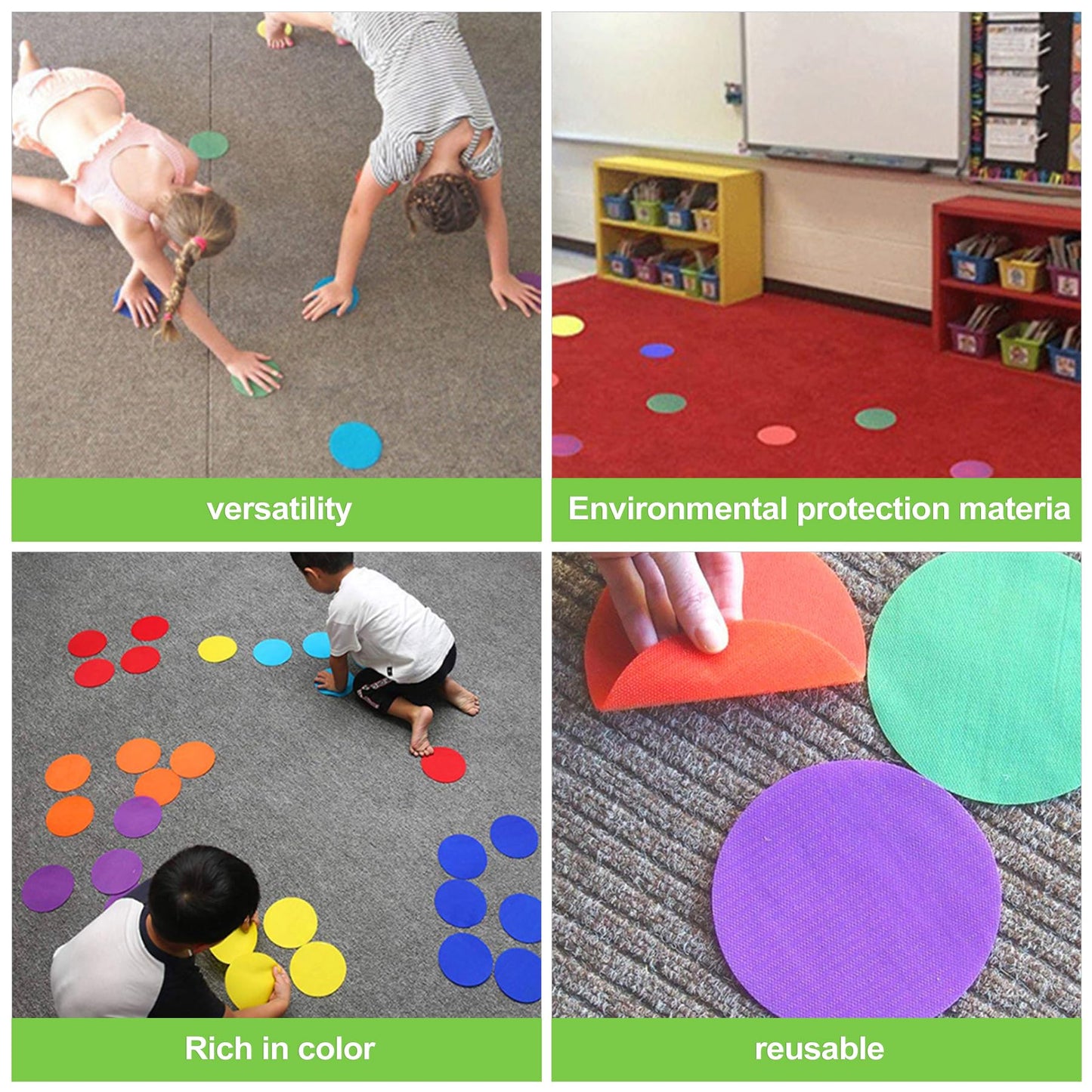 CeroDimo 30 Pcs Carpet Spot Markers, Carpet Markers, 4" Poly Spots, Rubber Circles for Gym, Floor Dots, Polyspots for Classroom, Teachers, Yoga, Decoration