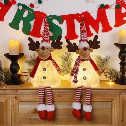 Juegoal Lighted Christmas Reindeers - 23 Inch Handmade Rudolph Elk Figurines | Battery Operated Holiday Decor