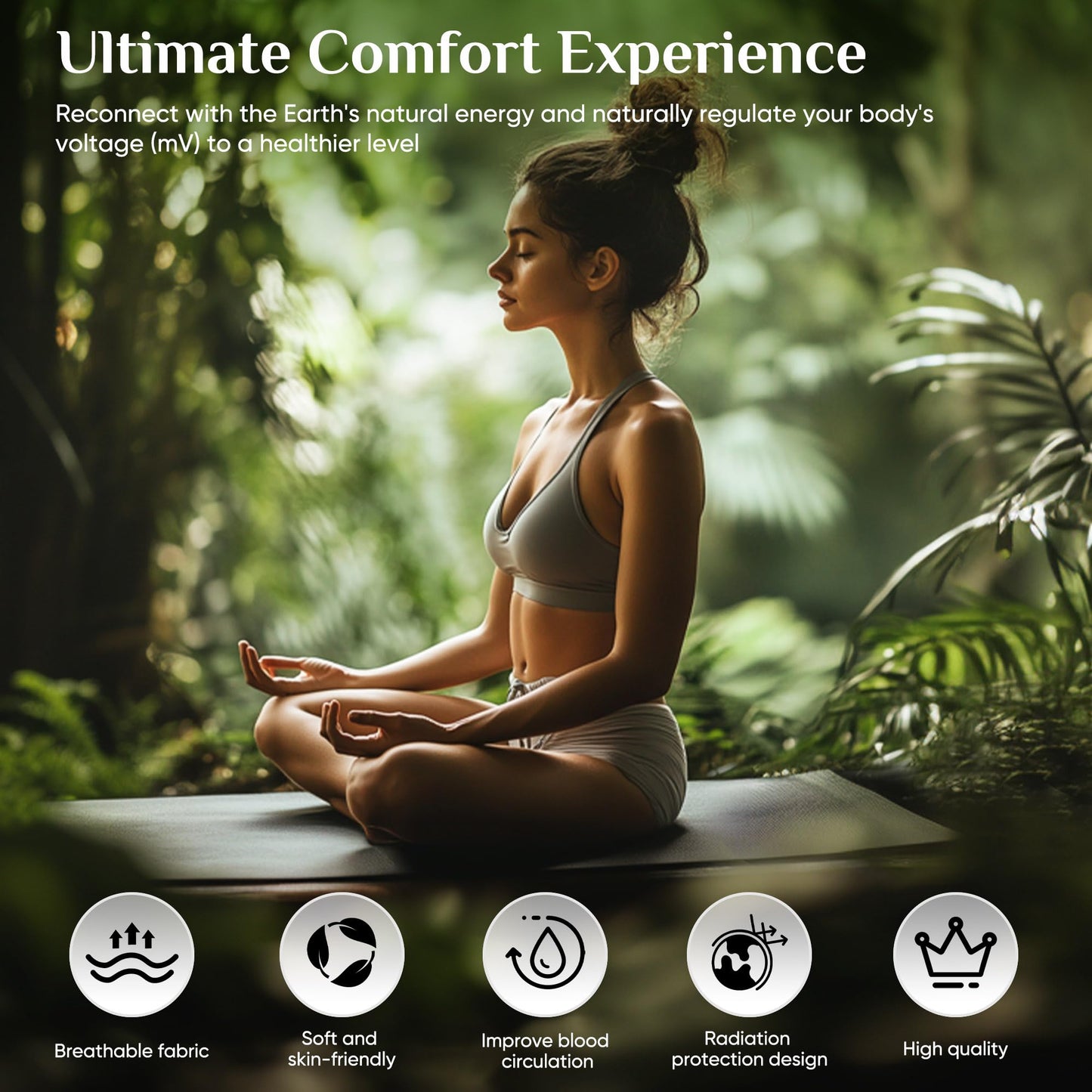 Grounding Mat for Sleep, Energy, Pain Relief, Inflammation, Balance, Wellness, Earth Connection Therapy for Indoor Grounding at Home, Office, or Work 16"x24"