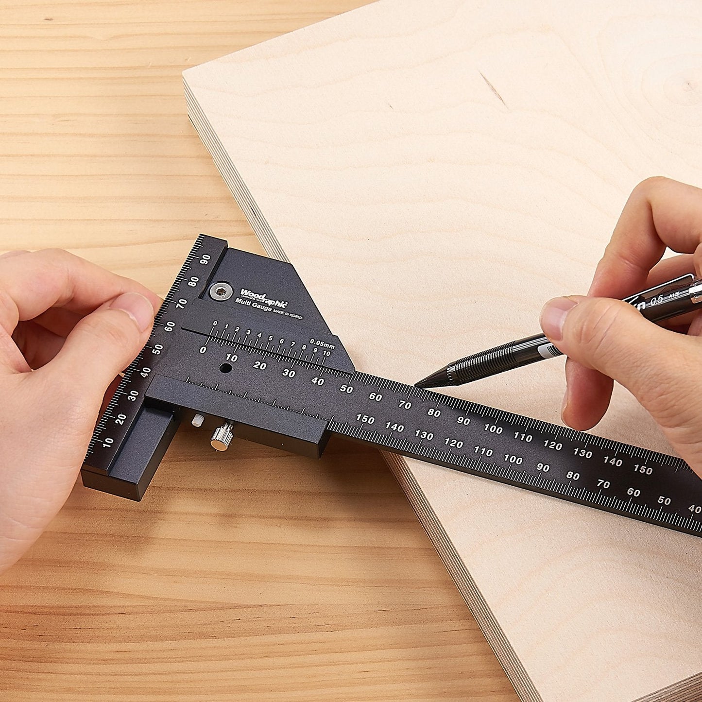 Woodraphic Scriber Gauge – Precision Marking Tool, Measuring Ruler, Layout Square, Thickness Gauge, CNC Aluminum Woodworking Tool for Joinery, Framing, Cabinet - Professional Classic Model (900mm)