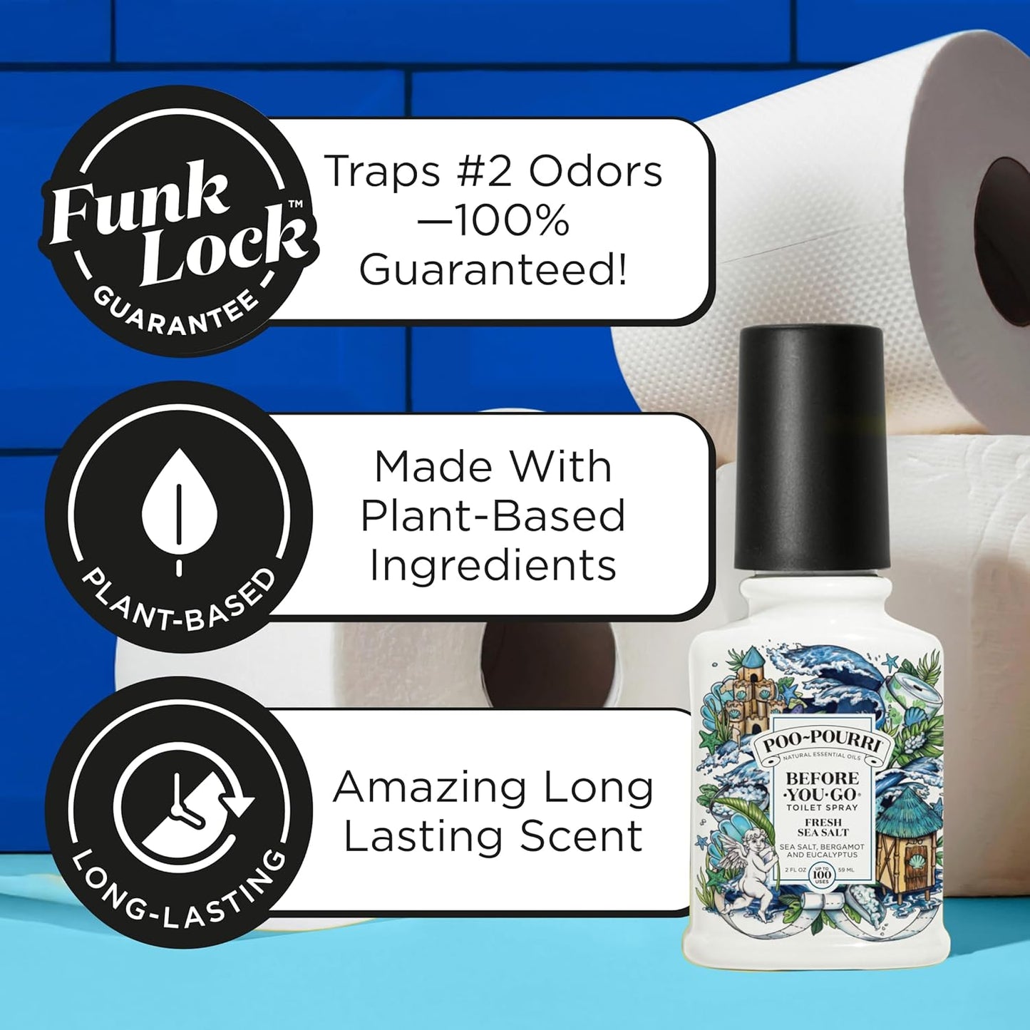 Poo-Pourri Toilet Spray - Fresh Sea Salt Scent | Plant-Based Odor Deodorizer, 4 Fl Oz, Up to 200 Uses