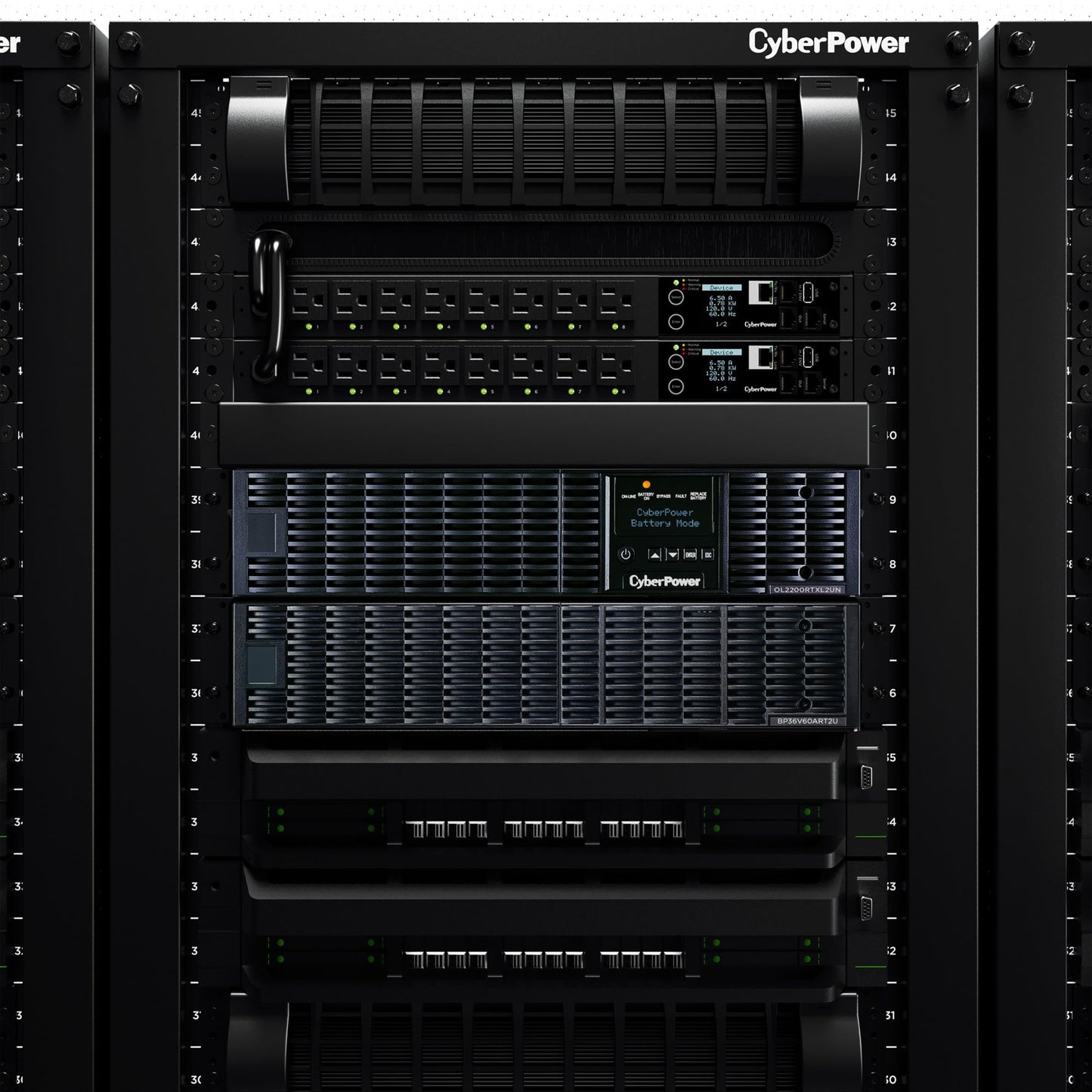 CyberPower OL2200RTXL2UN Smart App Online UPS Battery Backup and Surge Protector, 2200VA/1800W, 7 Outlets, 2U Rack/Tower, Pre-Installed RMCARD205, EBM Option, UL Certified