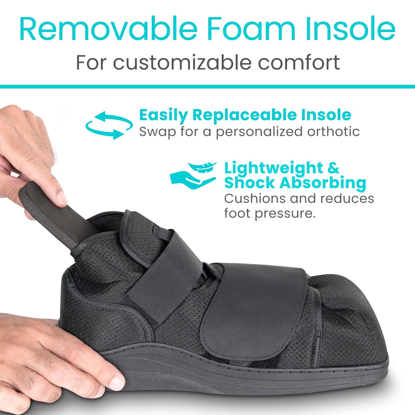 Vive Closed Post Op Shoe - Fracture Medical Walking Shoes for Women & Men - Orthopedic Recovery Shoe Brace - Foot Boot for Injured Feet and Broken Toe