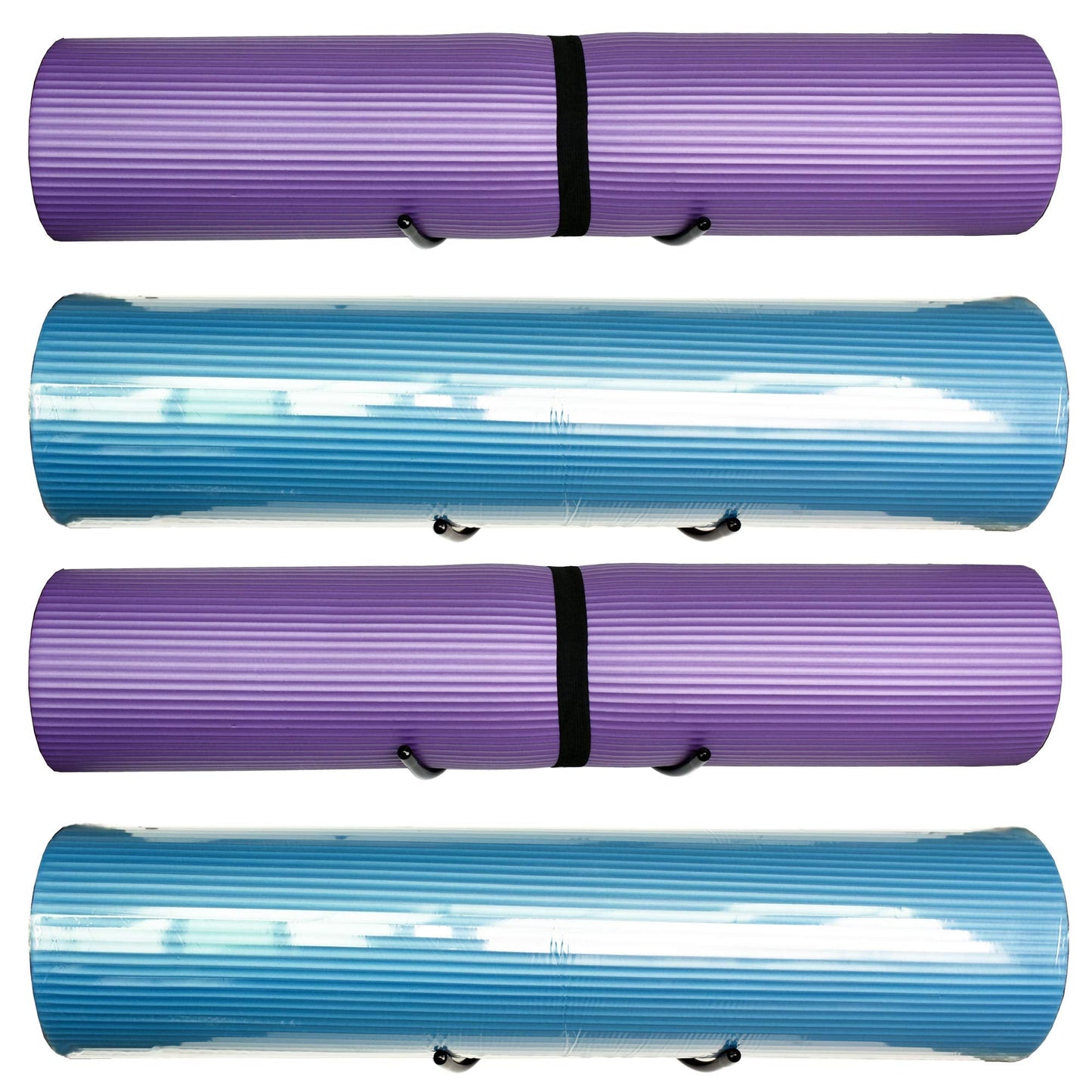 YYST Yoga Mat Foam Rollers Wall Rack Wall Storage Mount Wall Holder Storage Shelf for Foam Rollers and Yoga Mat, Up to 8 Inch Diameter - No Mat -4/PK