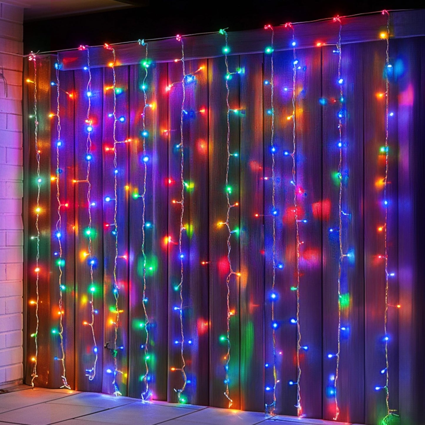 Dazzle Bright 300 LED Curtain String Lights, Connectable Waterproof, 8 Modes, Multicolor, Model CL-300CC
