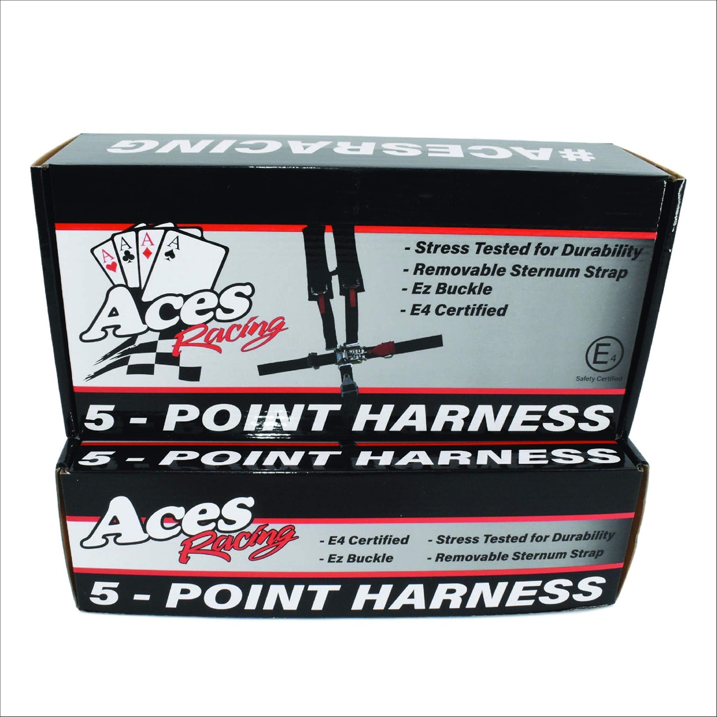 AAAA Aces Racing 5 Point Harness With 2 Inch Padding E4 Certified (Silver)