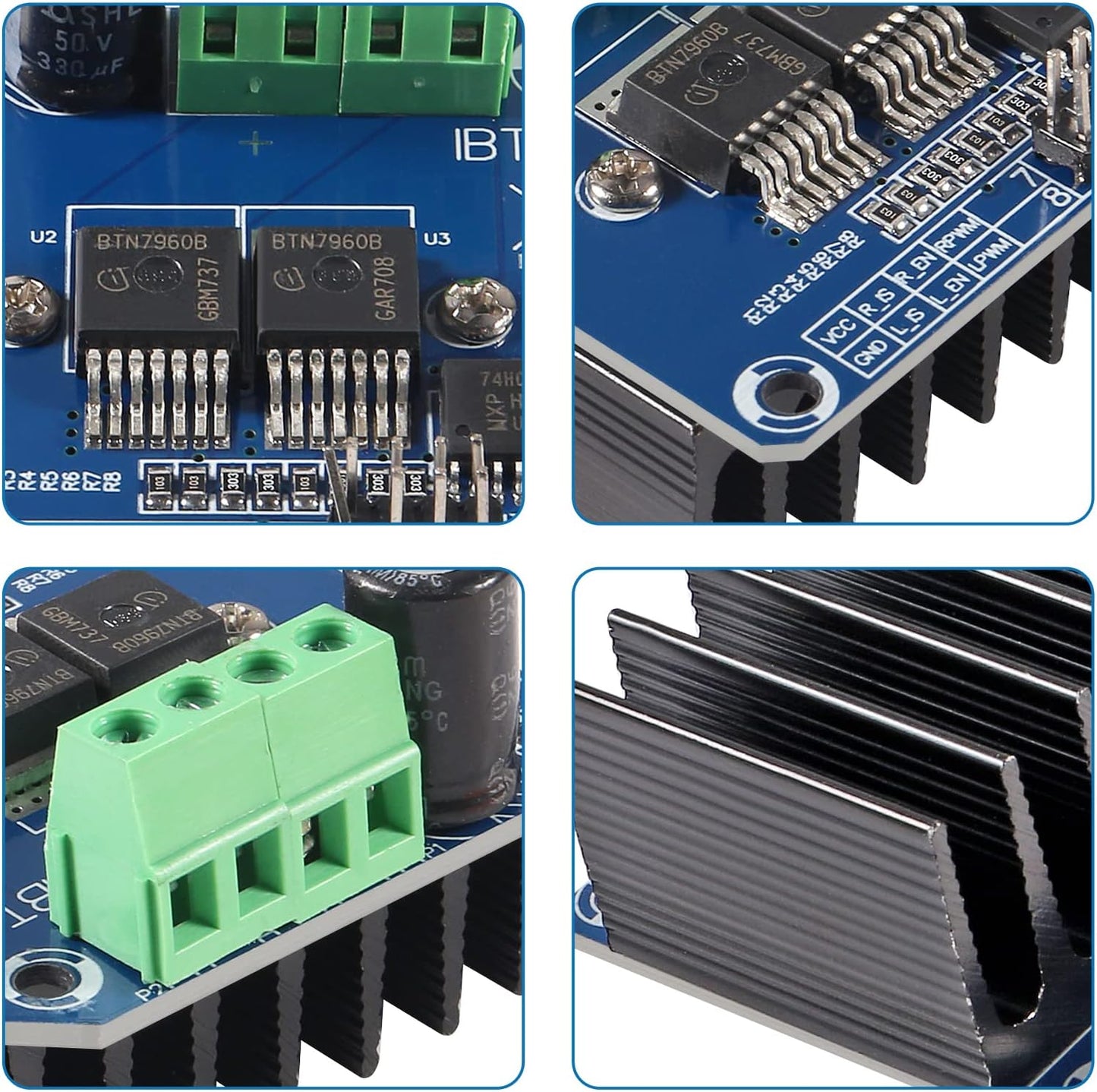 Shutao 4PCS BTS7960 43A H-bridge Double High Power Motor Driver Module/Diy Smart Car Current Diagnostic