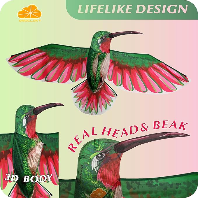 ORGCLDKT- 3D Lifelike Style Bird/Eagle Kite, Super Easy to Fly with, Ideal for Kids, Adults, Girls, Boys. Kites for The Beach, Grassland, Hiking