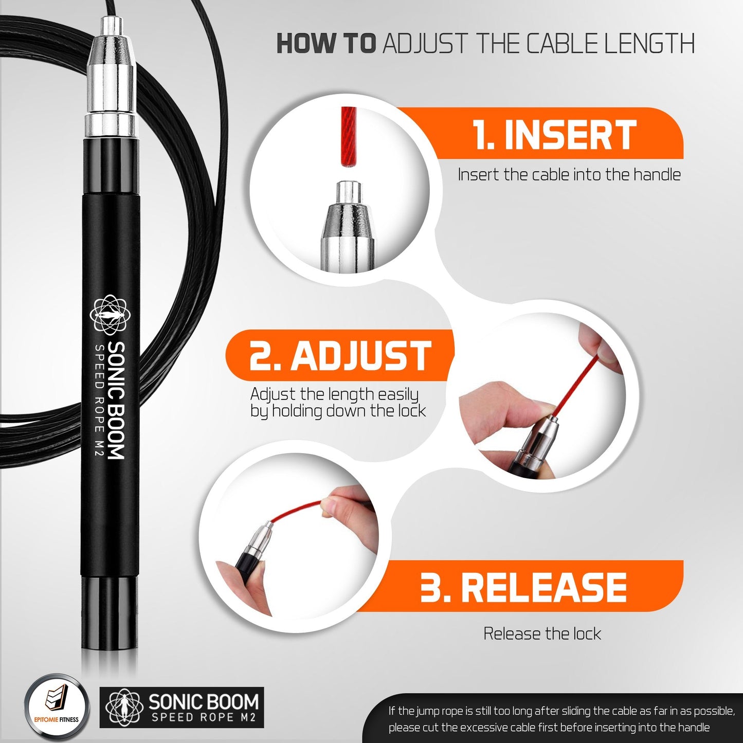 Sonic Boom M2 High Speed Jump Rope - Patent Pending Self-Locking, Screw-Free Design – Weighted, 360 Degree Spin, Silicone Grip with 2 Speed Rope Cables for Home Workout, & More