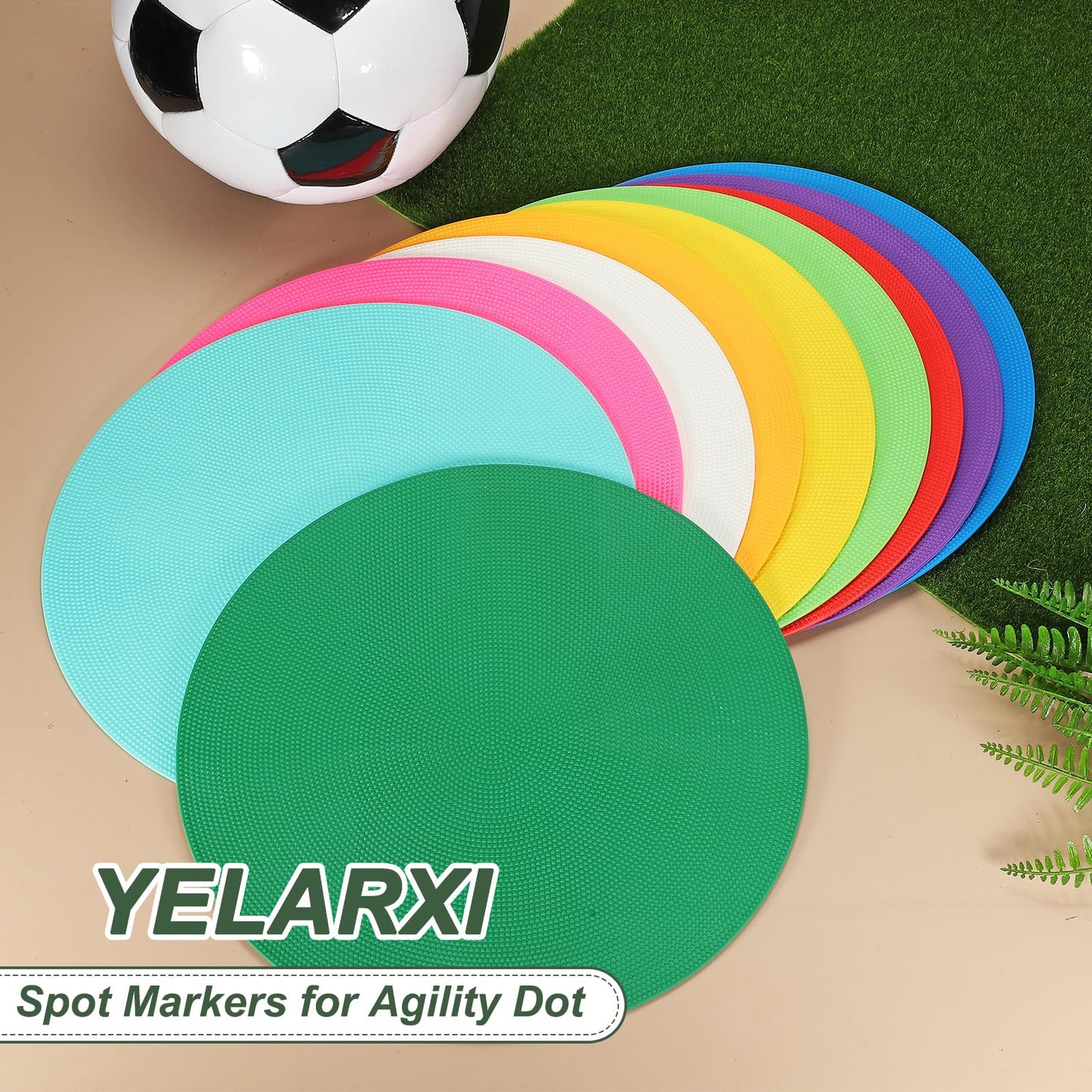 YELARXI Spot Markers for Agility Dot, Non-Slip Poly Spots Floor Dots Flat Field Soccer Training Equipment 12 in & 6 Pcs & Dark Green -Fitting for (Gym/Sports/Training/PE Games/Dance)