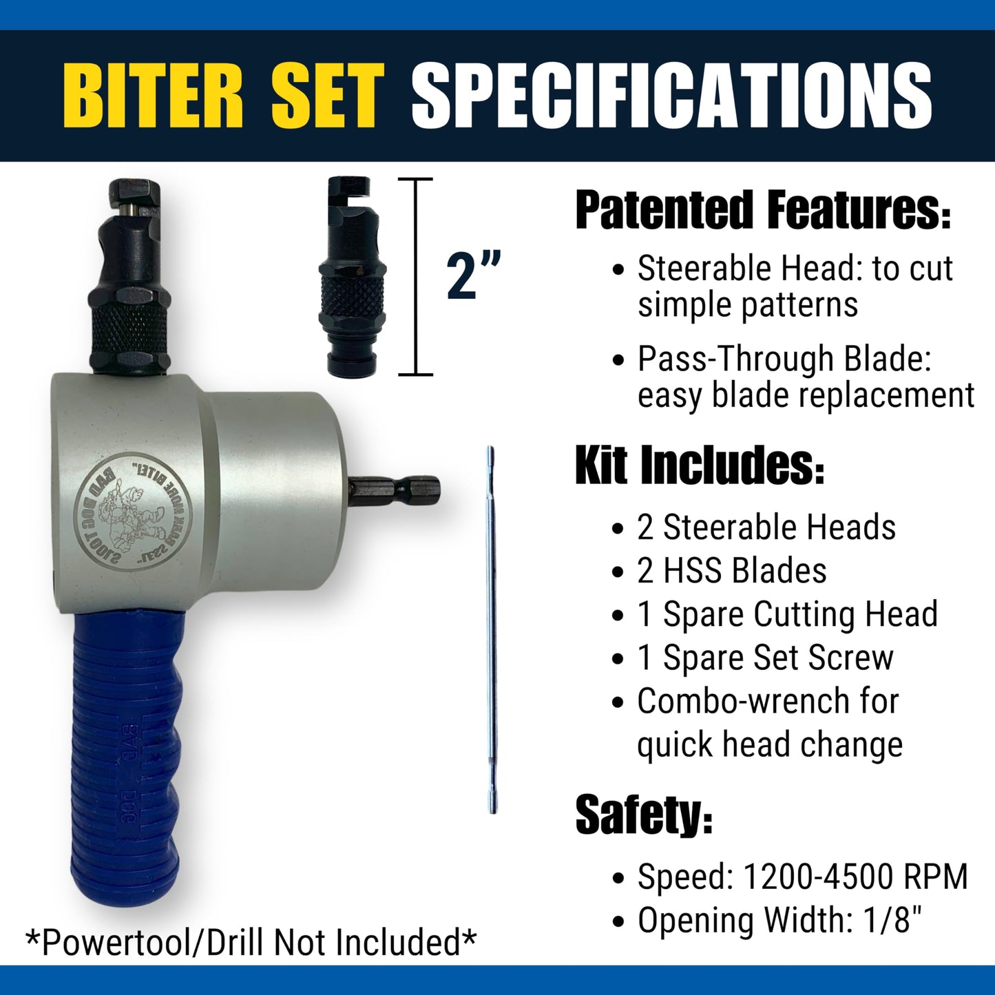 Bad Dog Multipurpose Drill Bits (14 Piece) Complete Package: Includes 14 Piece Drill Bits, Biter Kit, 4.5" Flange Disc HDII, Diamond Sharpener Wheel and Dried Drool Wax