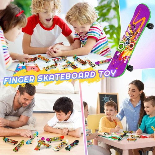 Manekulis Valentines Day 24Pcs Finger Skateboards with Cards for Kids,Valentines Gift for Classroom,Valentines Exchange Gifts Class with Party Favor for School,Birthday Goodie Bag Stuffers