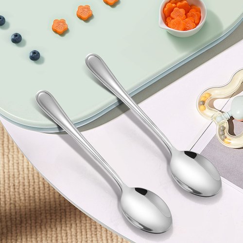 LIANYU 9-Piece Toddler Spoons, Kids Baby Spoons Self Feeding, Stainless Steel Children Silverware Set for 2-10 Year Old, Preschooler Cutlery Flatware Set for Home School, Dishwasher Safe