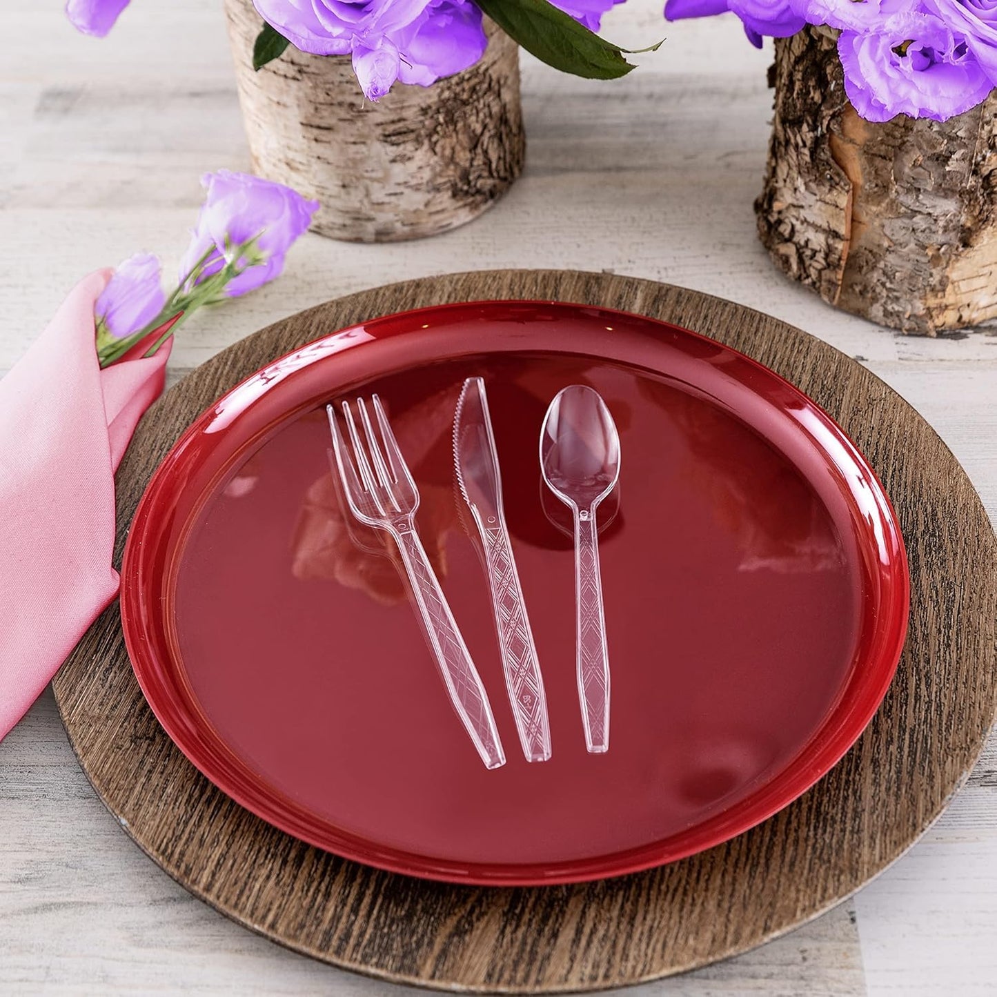 PARTY BARGAINS Argyle Settings Clear Plastic Cutlery Set 720‑Piece – 360 Forks, 240 Spoons, 120 Knives – Heavy‑Duty Disposable Utensils for Parties, Weddings, Buffets, BBQs & Catering – BPA Free