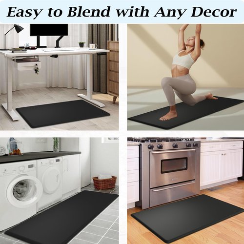 Artnice Anti Fatigue Kitchen Floor Mat, 3/4 Inch Thick Non-Slip Standing Desk Mat, Waterproof Comfort Kitchen Rugs for Home, Sink, Office, Laundry (20" x 47.2", Black)