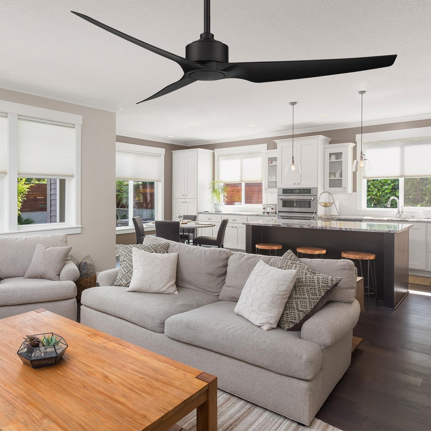 WAC F-056-MW Stella 60" Outdoor Ceiling Fan with Remote Control, Matte White