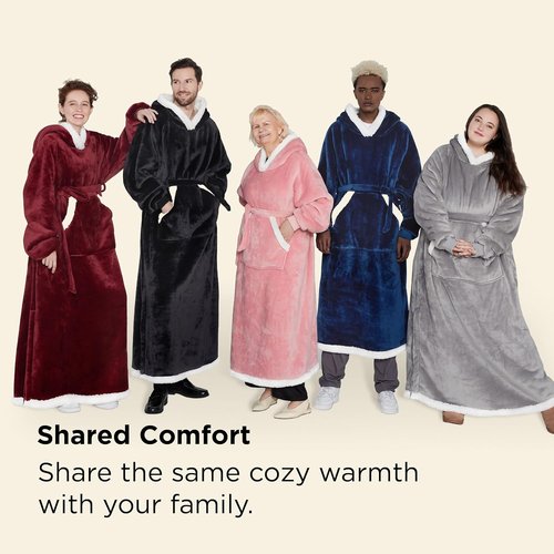 Bedsure Wearable Blanket Hoodie - Cozy Sherpa Sweatshirt for Adults | Perfect Birthday Gift for Women, Grey