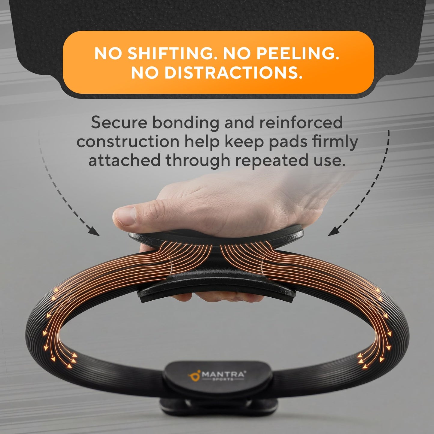 MANTRA SPORTS Pilates Ring - 13 Inch Magic Circle Pilates Ring - Toning Inner Thigh Exerciser, At-Home Yoga Equipment for Home Workouts - Thigh Master for Women, Arms & Core Toning - Carbon Black