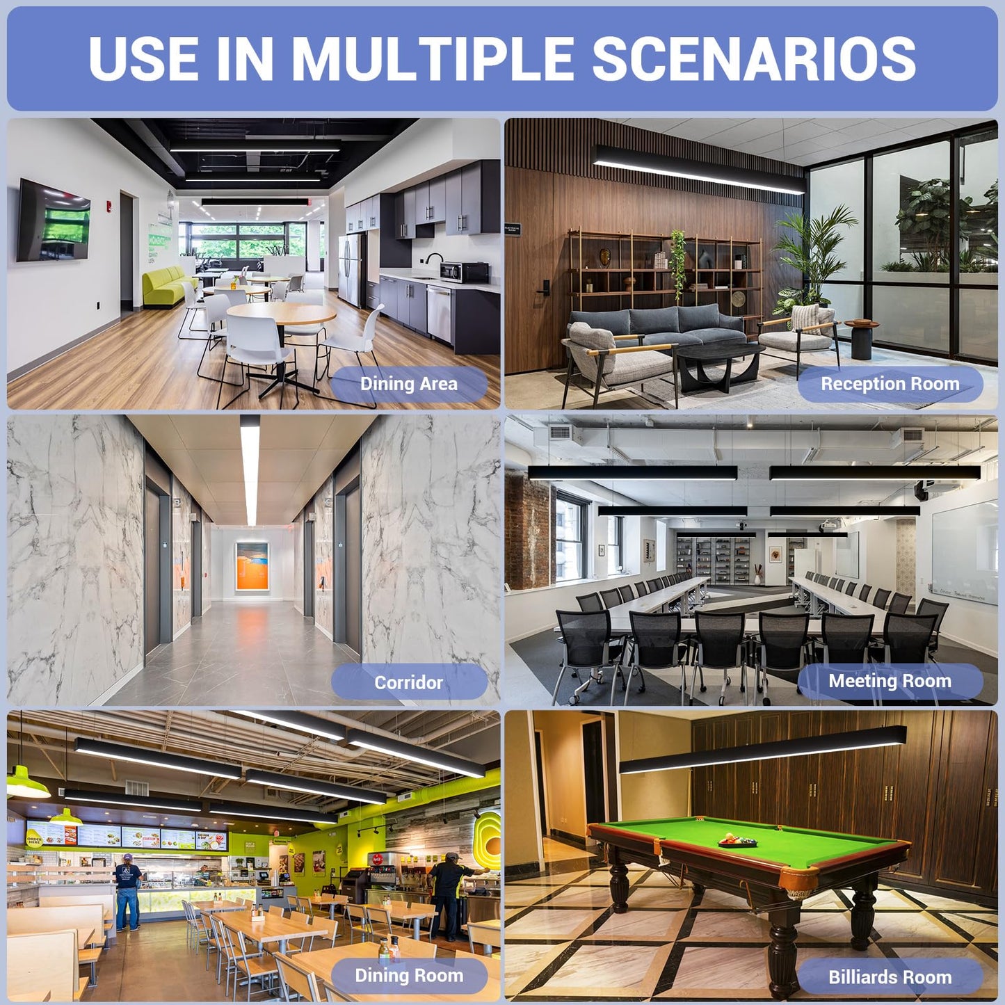 4FT LED Linear Lights 50/45/40/35/30W Up and Down Light, 3000/4000/5000K 4 Feet Commercial Shop Lighting for Office Garage Basement Shop Dining Room bar, Dimmable 4’ Architectural Fixture-4Pack