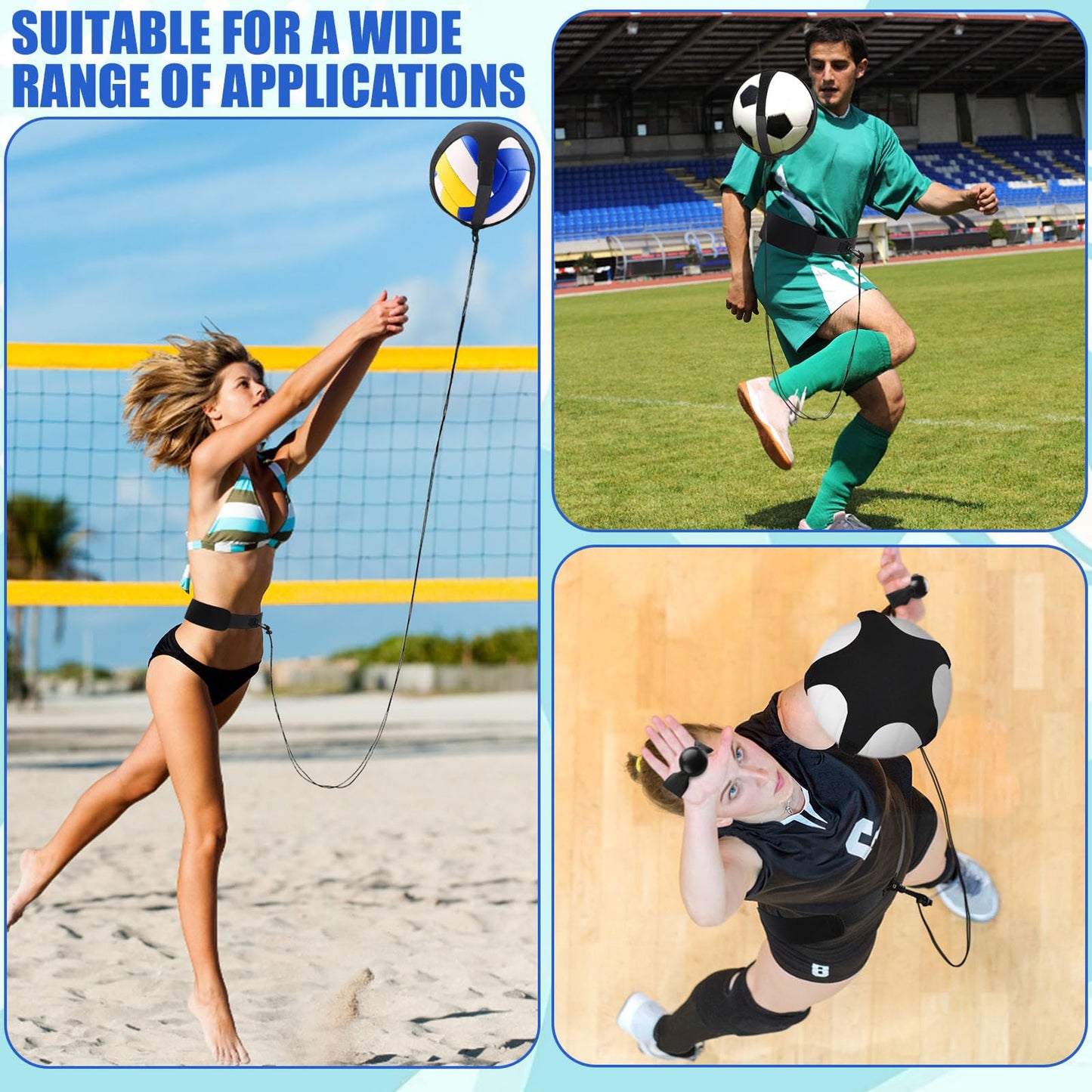 TOBWOLF Volleyball Training Equipment Aid, Elastic Self-Training Volleyball Resistance Band with Adjustable Waist Belt & Ball Pouch & Hand Strap for Practicing Serving, Spiking, Arm Swing Passing