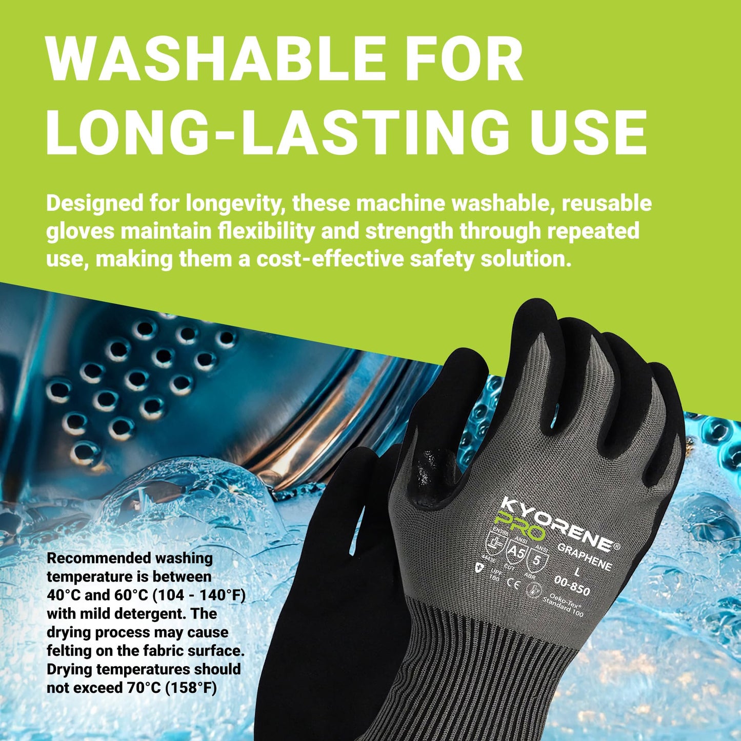 Armor Guys Kyorene Pro 00-850 A5 Cut Resistant Work Gloves - Graphene, Nitrile Grip, Breathable for Sheet Metal Handling - XL, 12 Pairs