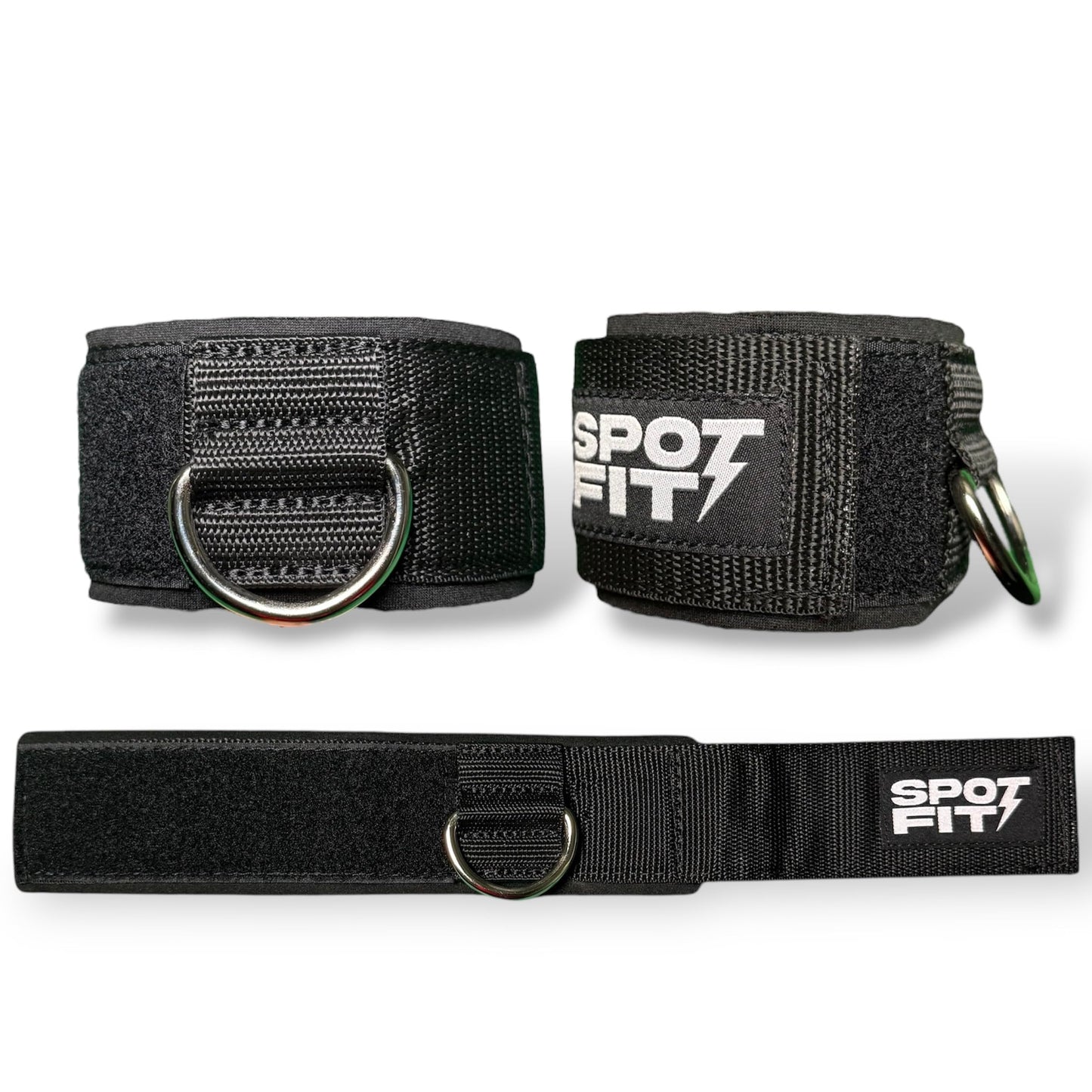 SPOTFIT Ankle Strap for Cable Machines (Pair) - Neoprene Fitness Cuffs with D Ring for Glute & Leg Workouts, Home & Gym Use, Includes Carry Bag
