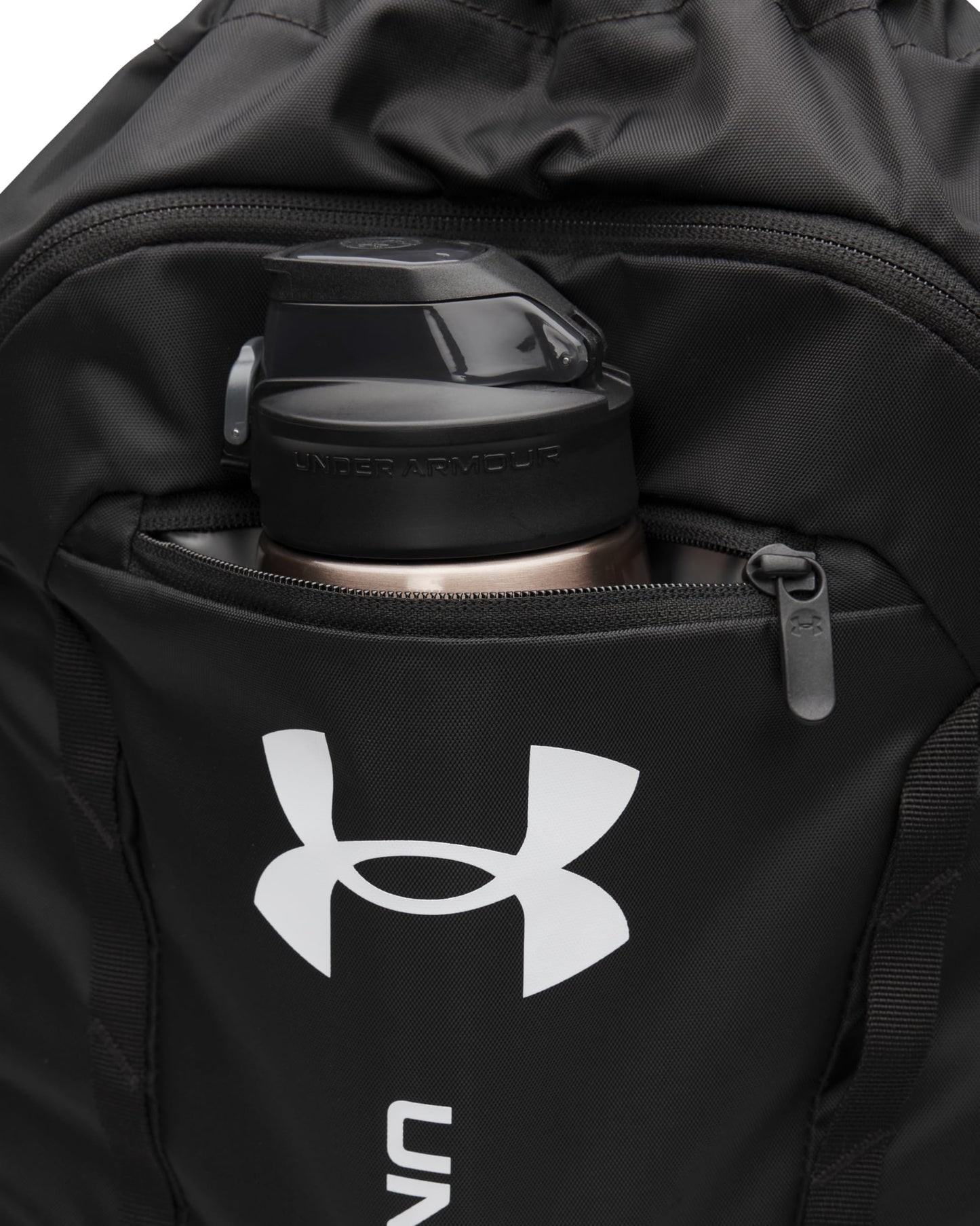 Under Armour Unisex Hustle Sackpack, (001) Black/Black/White, One Size Fits Most