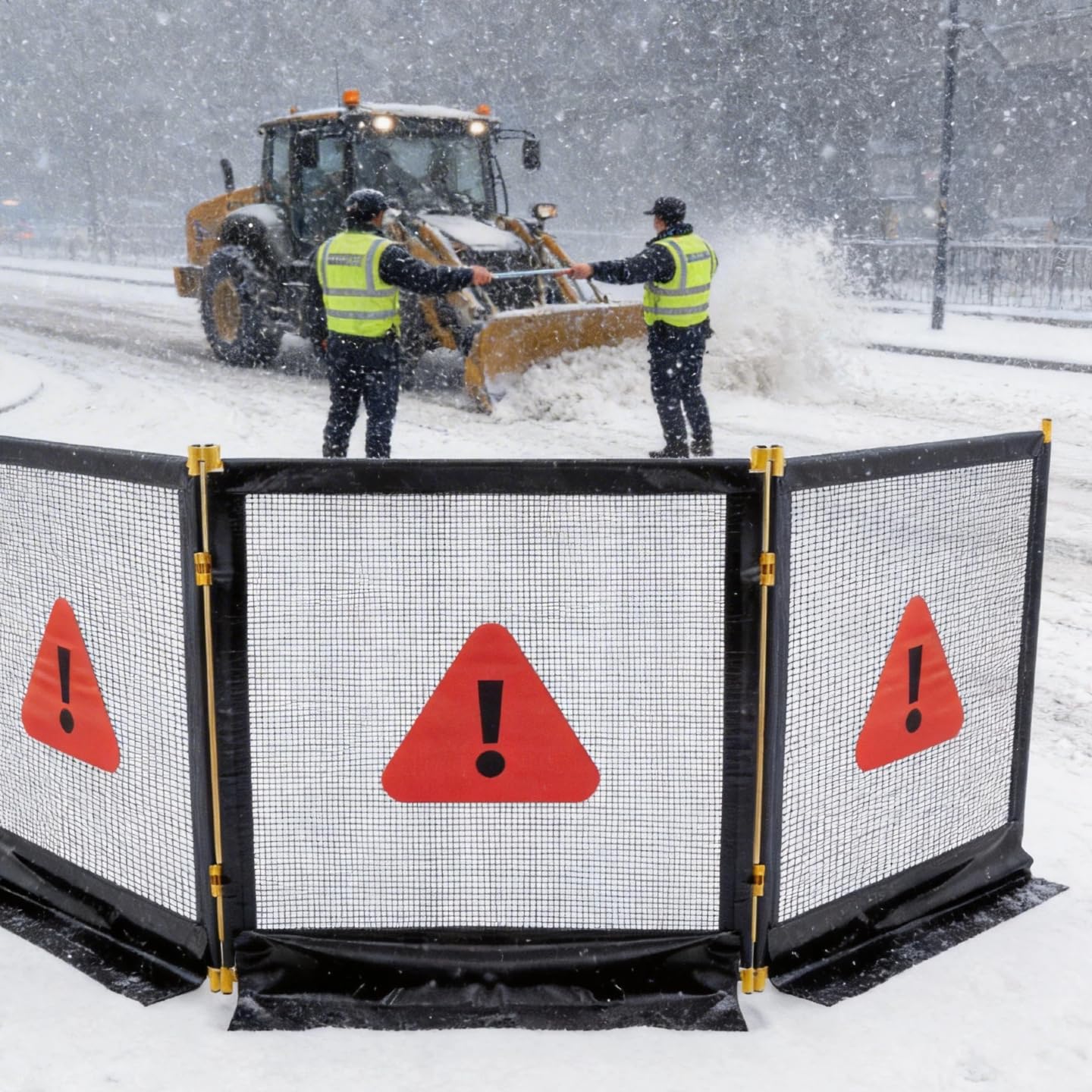 Heavy-Duty 3-Section Debris Containment Mesh Barriers - Portable Safety Barrier with Nylon Coated Mesh & Metal Frame for Controlling Chips, Grinding, Stumps, Brush