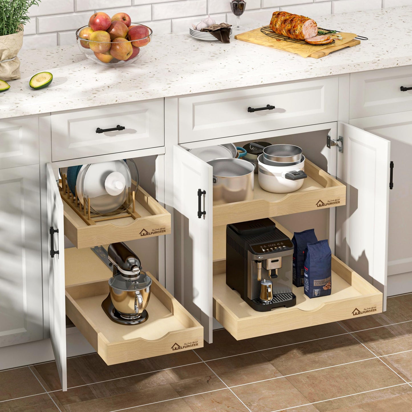 WelFurGeer Soft Close Pull Out Drawers for Cabinets, 14" W x 21" D Pull Out Cabinet Drawer with Heavy Duty Slides, Pull Out Cabinet Organizer, Cabinet Roll Out Drawers, Pull-Out Home Organizers