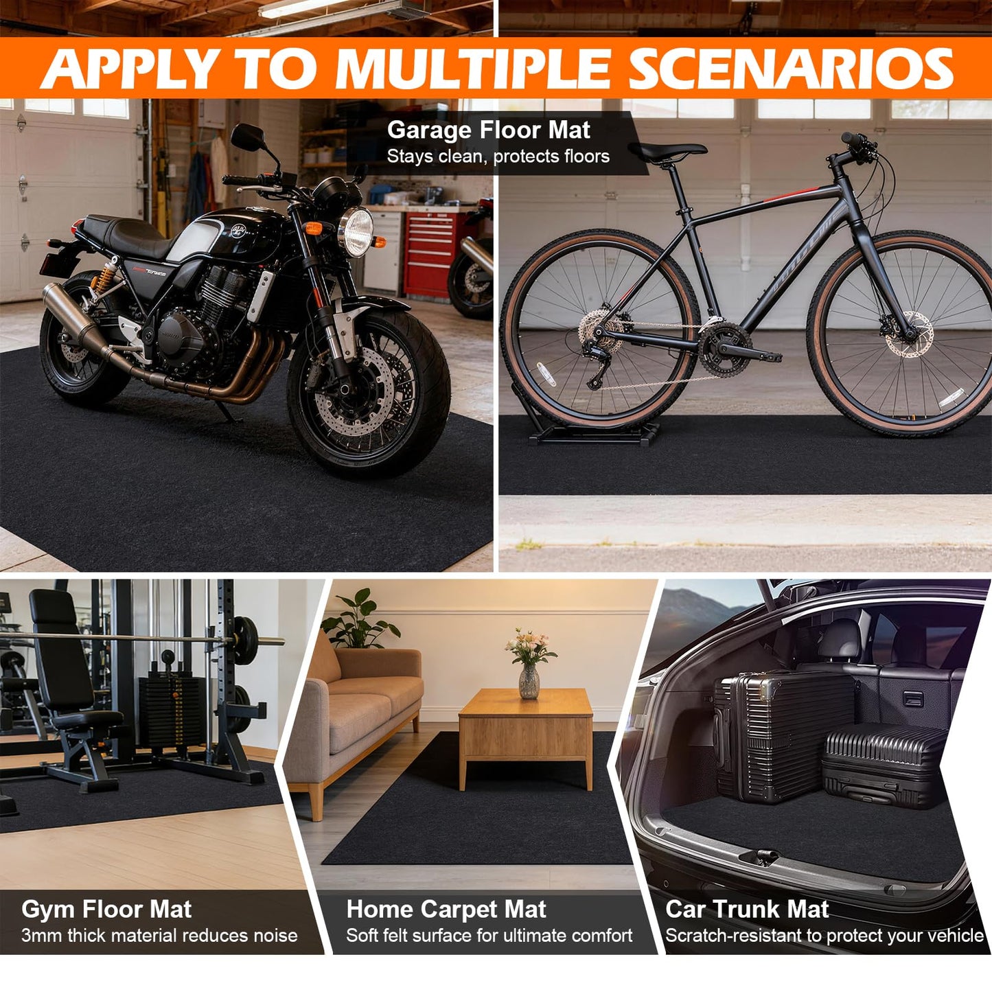Grefinity Oil Spill Mat, 60" x 72" Oil Mat for Driveway, Under Car Pad for Garage Floor, Protects Against Oil, Chemicals & Stains with TPE Anti-Leak Backing, Reusable & Washable