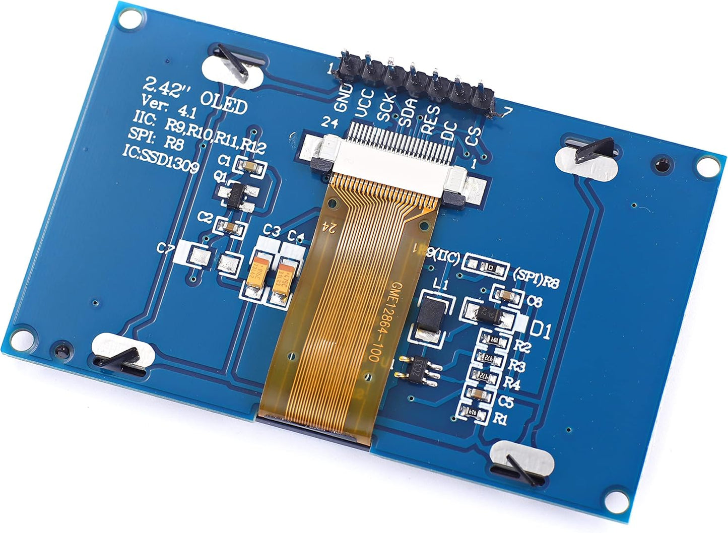 Teyleten Robot 2.42 inch 128x64 SSD1309 7 I2C R3 OLED LCD Display Module Pin SPI/IIC Serial Interface for Arduino UNO