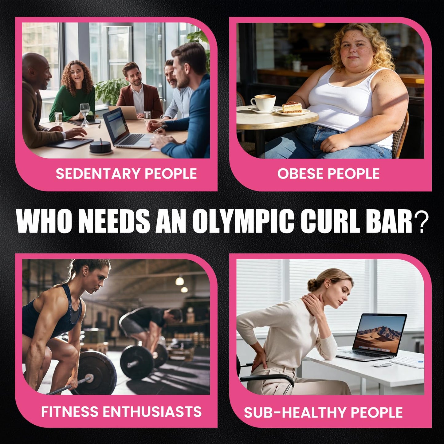 E.T.ENERGIC 47" Olympic EZ Curl Bar - 500lb Capacity, Pink Shaft & Sliver Chrome Sleeves, Knurled Grip - 2" Plate Compatible for Weightlifting, Strength Training, Home & Commercial Gyms