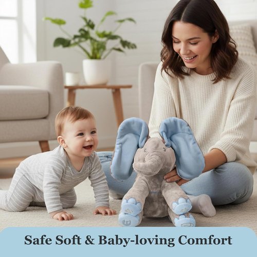 Dimple Kyle Peek-A-Boo Elephant Toy - Interactive Singing Plush with Moving Ears for Babies & Toddlers