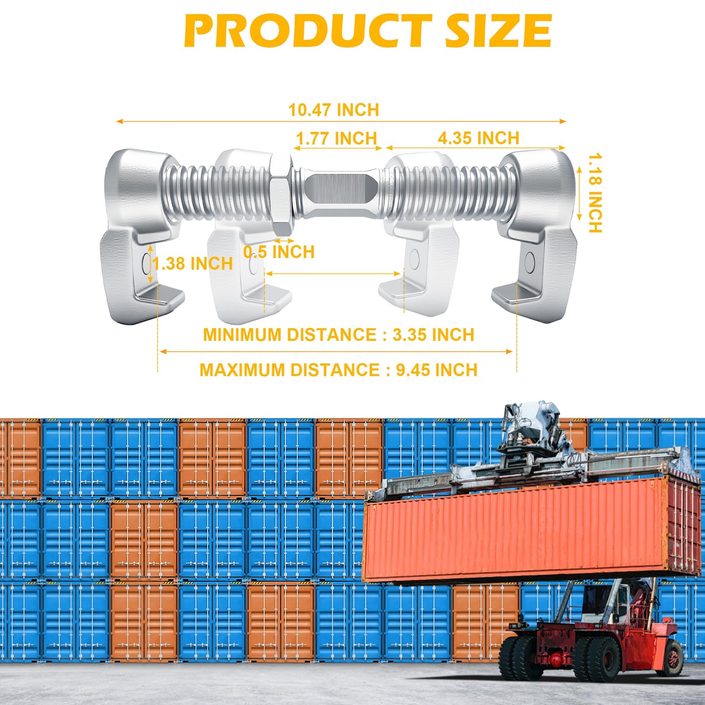 NULTRUMA 4 Pack Shipping Container Bridge Fitting Clamp, 260mm Galvanized Screw Clamp for Connecting 20/40FT Containers, Heavy Duty Rail Accessories Kit with Side Twist Lock