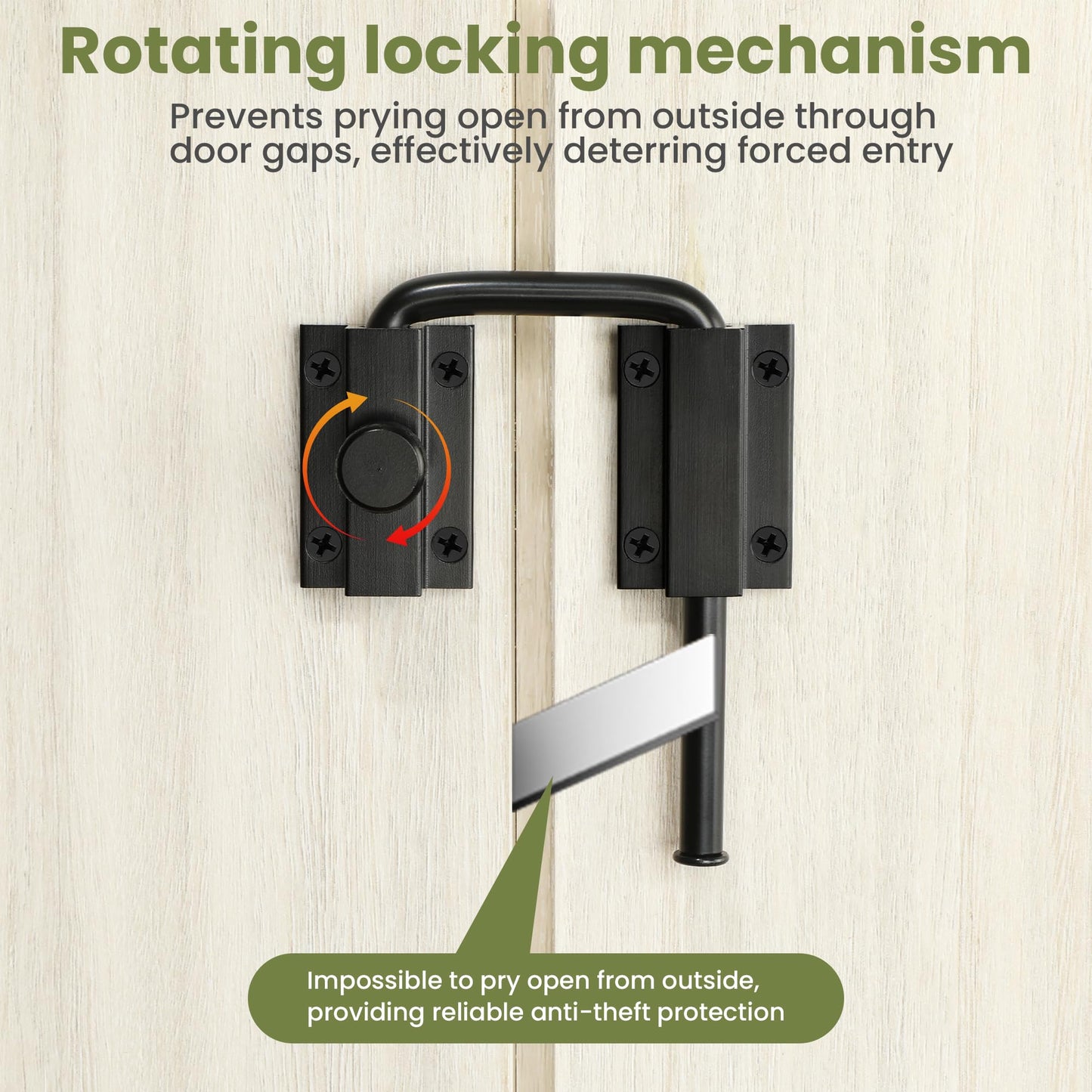 Alise 4 Inch U-Bolt Door Loop Lock, 90/180 Degree Heavy Duty Security Door Latch, Black Anti-Theft Privacy Bolt Lock, Door Hardware for Bedroom,Apartment, Interior Door, Barn Door, Fence Gate