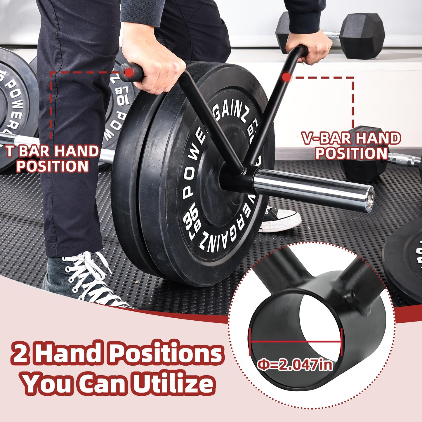 Fitvids T-Bar Row Attachment for 2-Olympic Barbell, Black