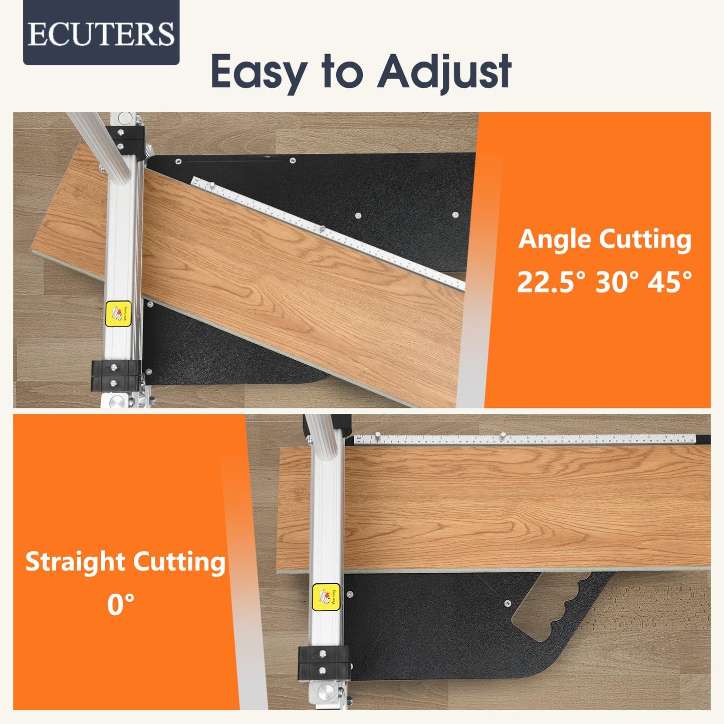 13“ Laminate|Vinyl Floor Plank Cutter with Blade, ECUTERS Heavy Duty Flooring Cut Up to 16mm Thick Floors, Portable Angle Length Cutting Flooring Tools - Engineer Wood Parquet LVP LVT VCT SPC WPC