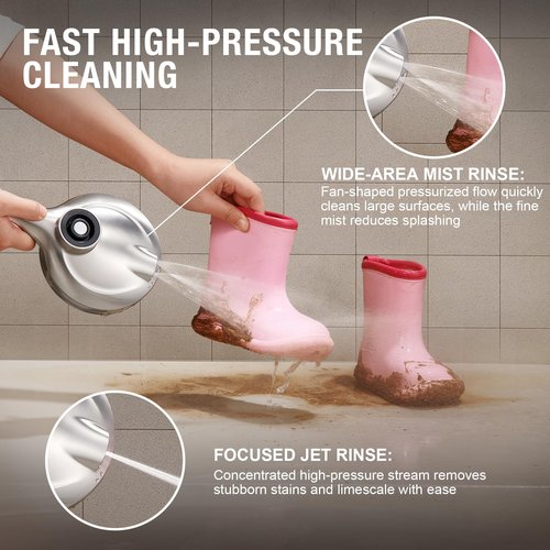 LAVA ODORO Handheld Shower Head with Magnetic Docking System, 10-Function High Pressure Detachable Shower Head, 5-inch Showerhead with 72 Inch Hose, Remote Dock, Brushed Nickel, SH180-BN-D