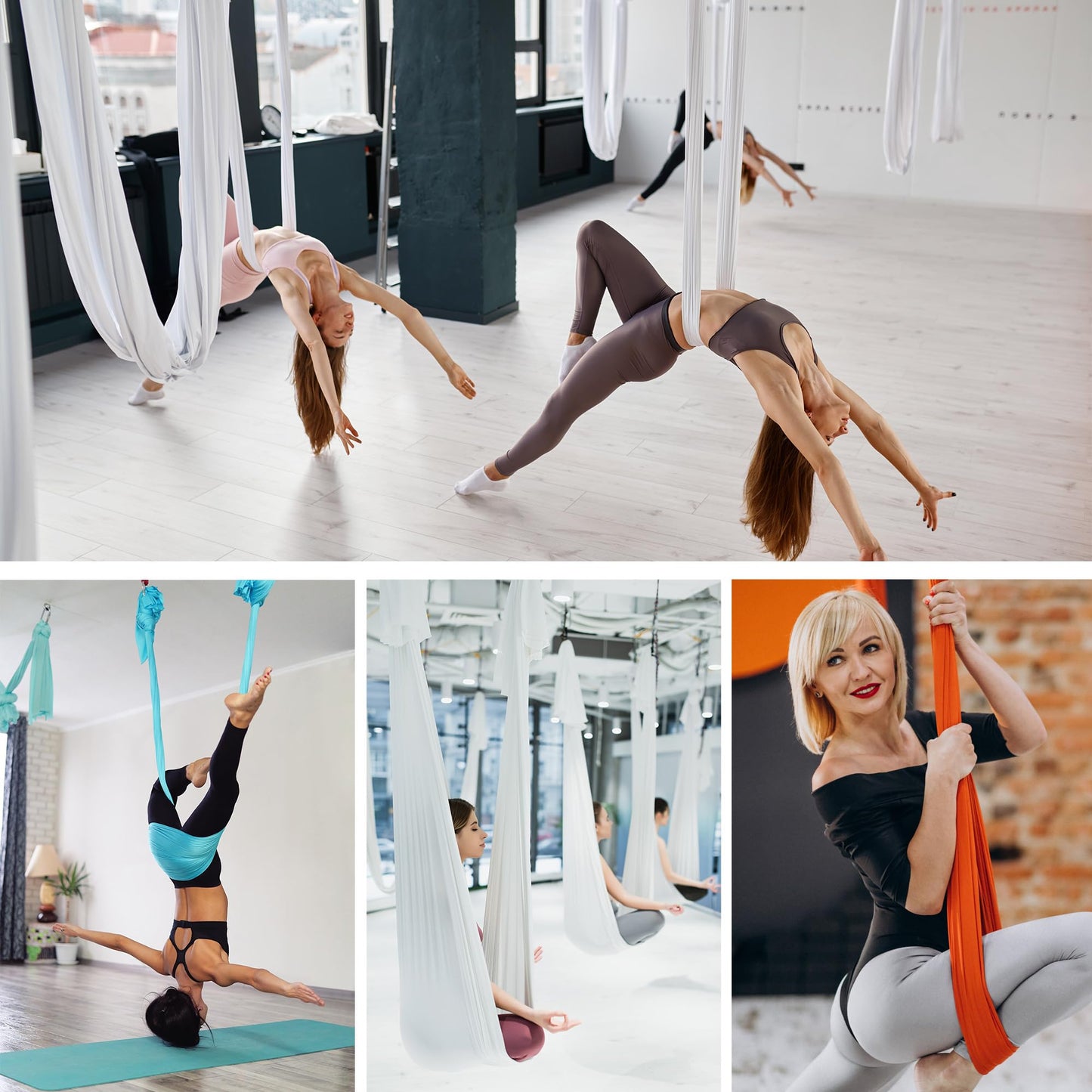 ZYOSJK 5.5 Yards Aerial Silk Swing Outdoor Hammock Aerial Yoga Swing For Adults,Aerial Yoga Hammocks for outside,Aerial Silks For Gymnastics (Pink)