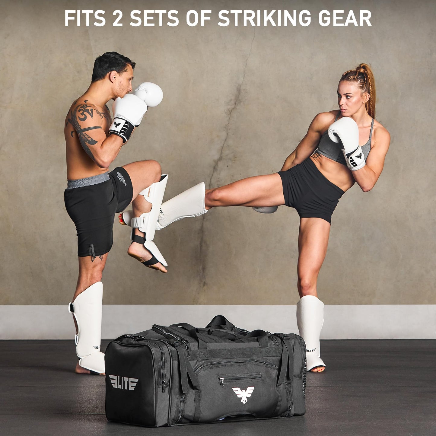 Elite Sports Monster MMA Duffel Bag – Large 44L Cordura Sports Bag w/Mesh Shoe Compartment & Adjustable Strap – MMA, BJJ, Martial Arts Gear – Fits Gi, Headgear, Shin Guards, Rash Guards & More
