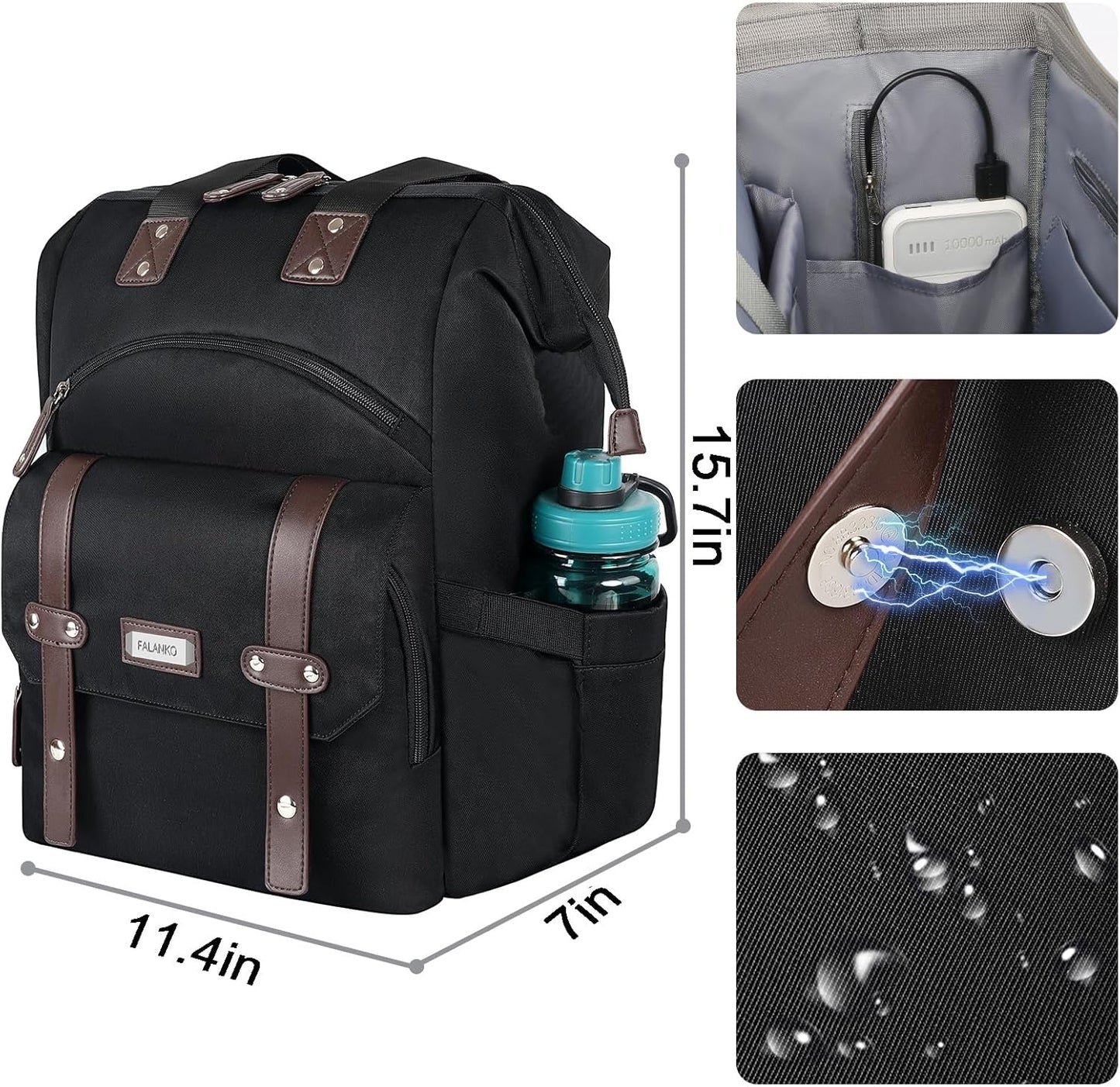 Backpack 15.6 Inch Backpack FALANKO Laptop For Women, Work Doctor Teacher Nurse Wide Open College Laptops Purse