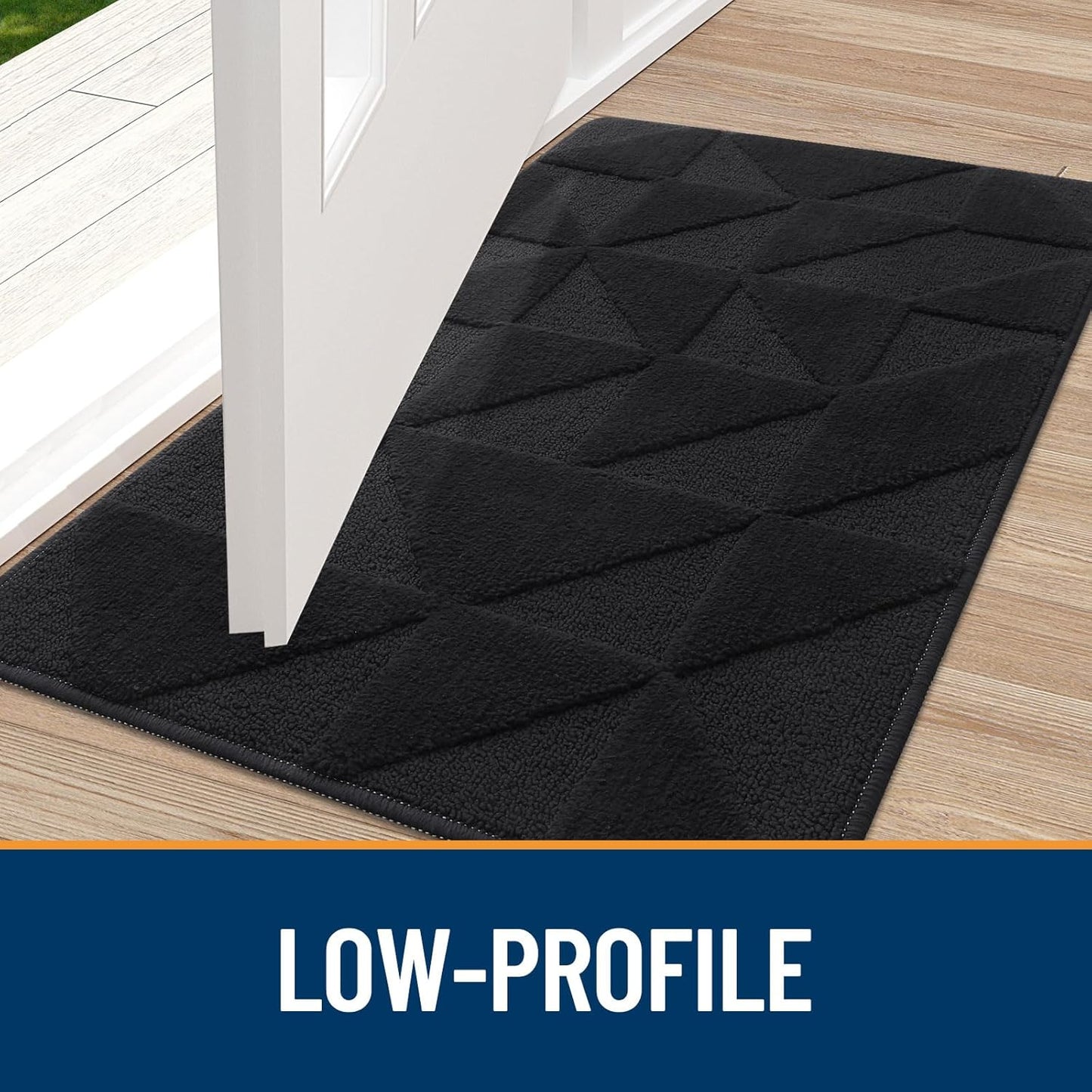 OLANLY Indoor Door Mat - Non-Slip, Absorbent, Washable Entryway Mat | Low-Profile Design (32x20 inches, Black)