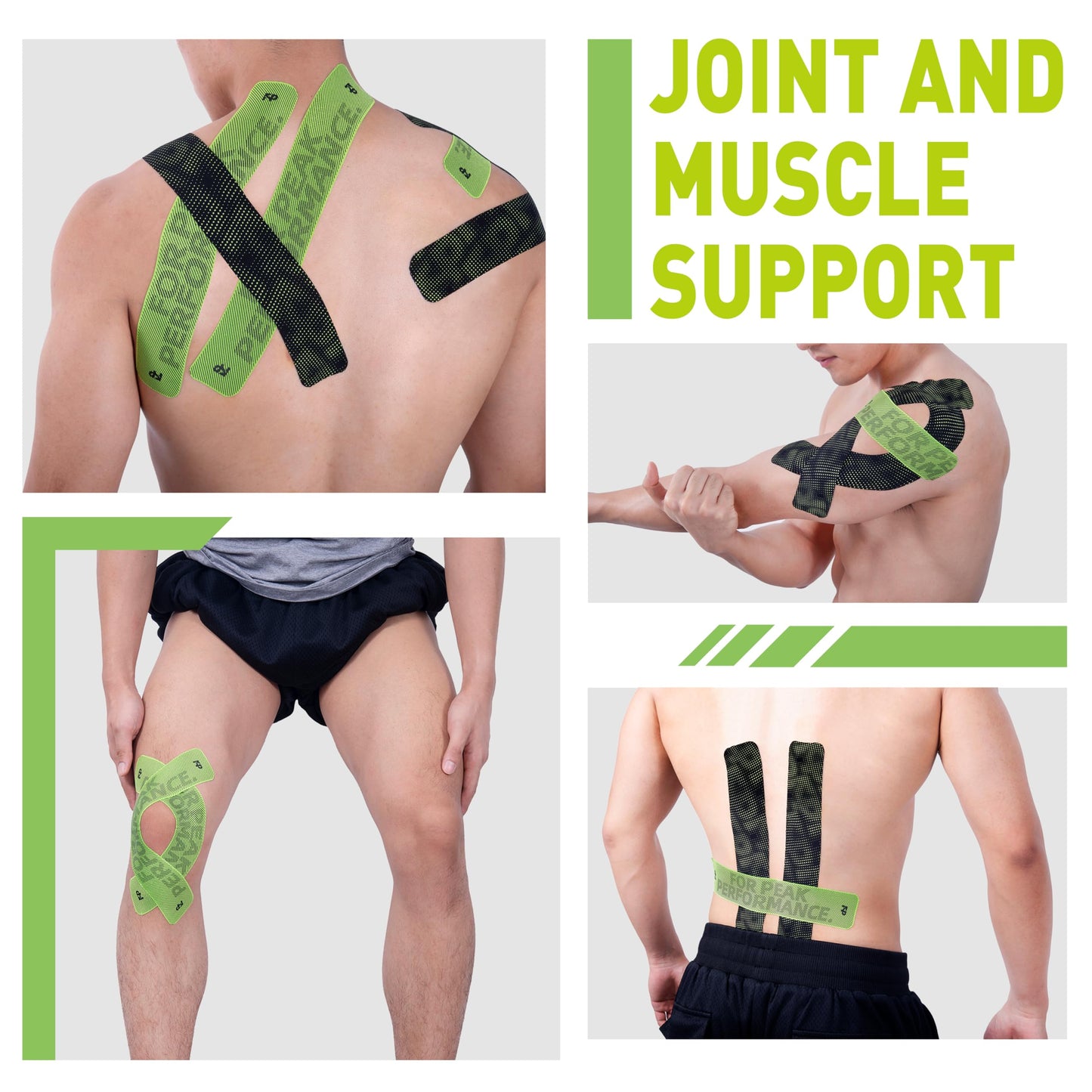 FitPoint Synthetic Kinesiology Tape Ultra-Sticky Adhesive Athletic Tape 20 Count Precut Strips 1 Roll Pain Relief Joint Support Waterproof Elastic Sports Tape for Shoulder Knees Wrist Ankle Feet