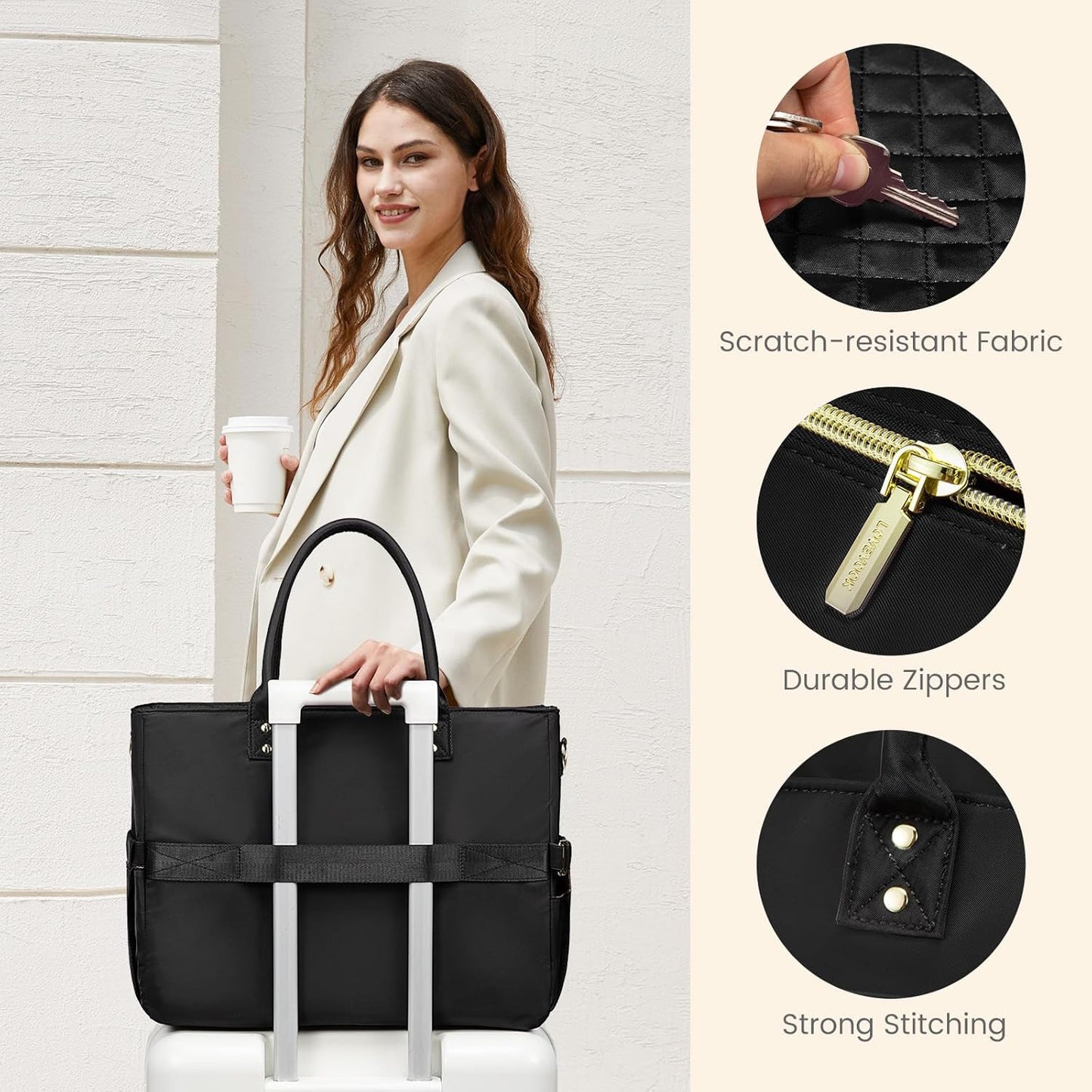 LOVEVOOK Teacher Tote Bag for Women Work, Laptop Bag Work Tote Bag Nurse Bags With Large Cup Holder, Professional