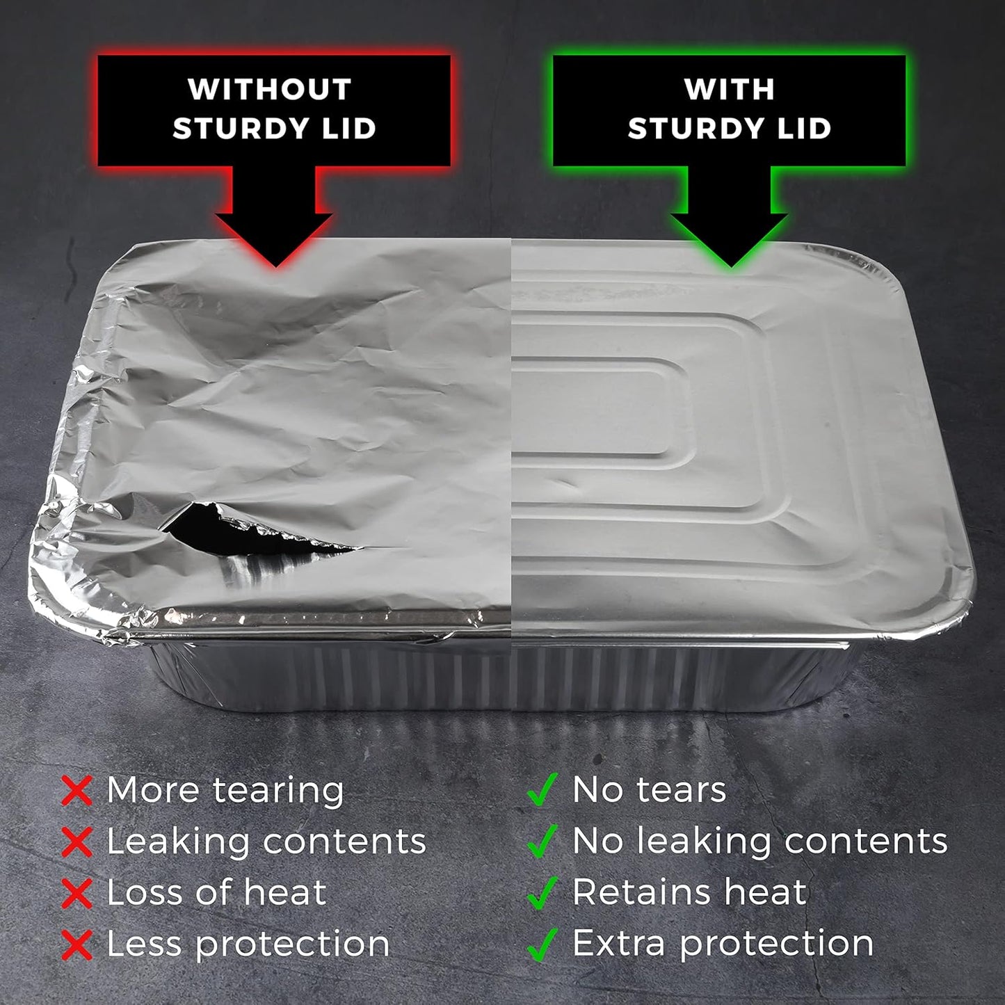 NYHI 9x13 Aluminum Pans With Lids - Disposable Foil Catering Trays for Baking & Roasting | 10 Pack