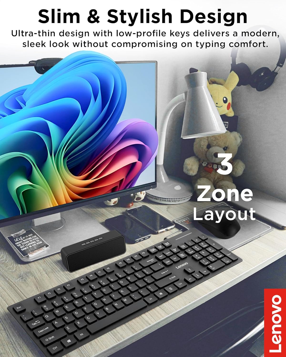 Lenovo 305 Wired USB-C Keyboard with Numeric Keypad, Full Size Keyboard, Slim Design, Black, USB-C Connectivity