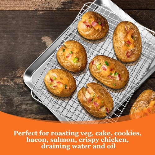 Leonyo Jelly Roll Pan Set - Nonstick Baking Sheet with Cooling Rack | 16 x 12 Inch (2 Trays + 2 Racks)