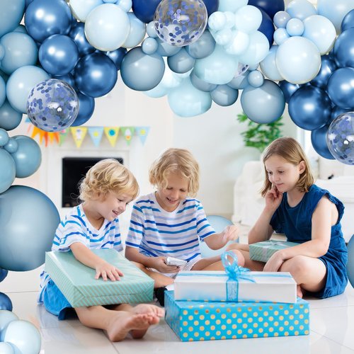 Blue Balloon Arch Kit, 168 Pcs Navy Blue Balloon Garland, 18 12 10 Inch Confetti Latex Metallic Chrome Balloons for Birthday Party Baby Shower Ocean Anniversary Decorations