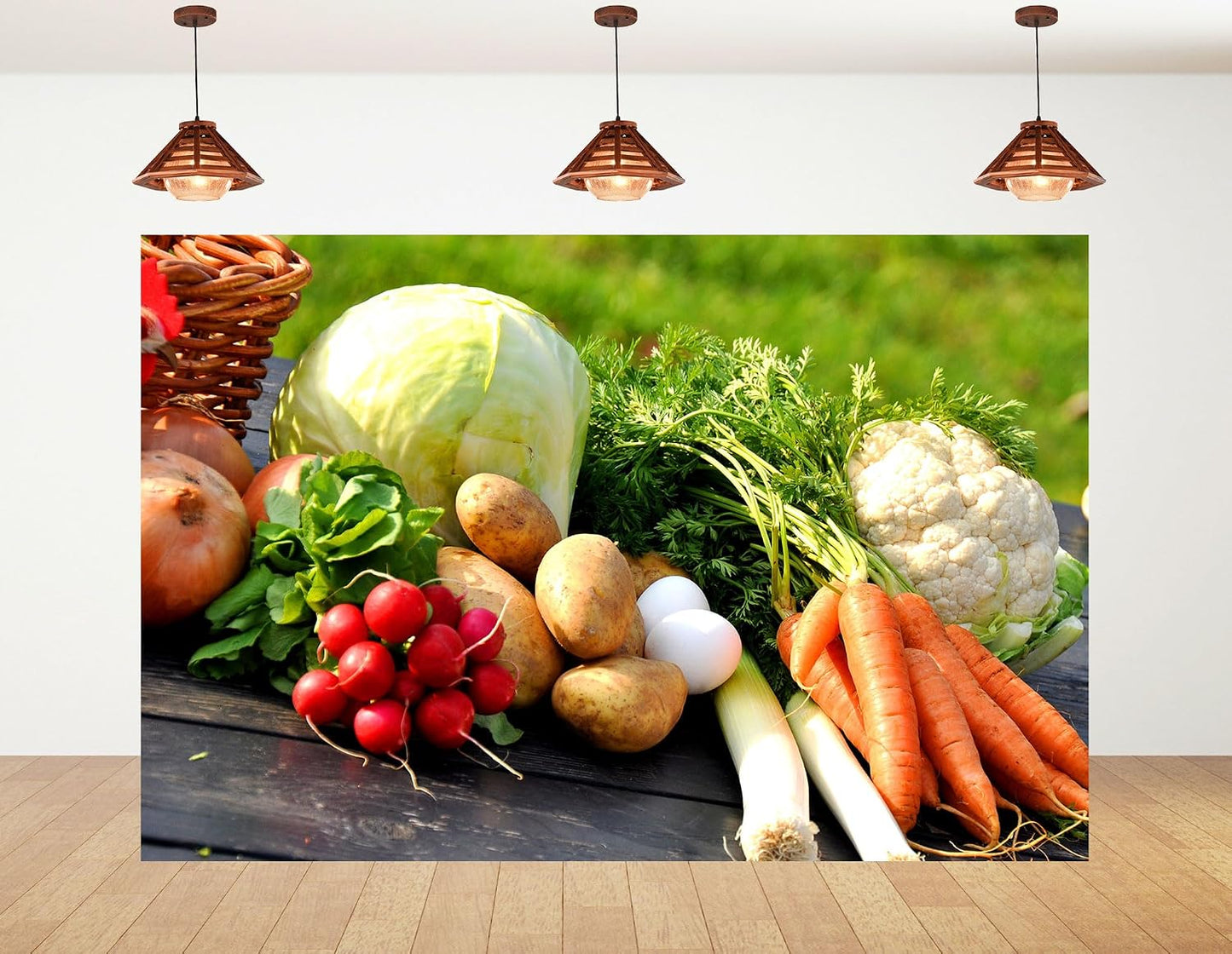 KeyWork 9x9ft Fresh Vegetable Backdrop Assorted Produce Photography Background for Party Farm to Table Themed