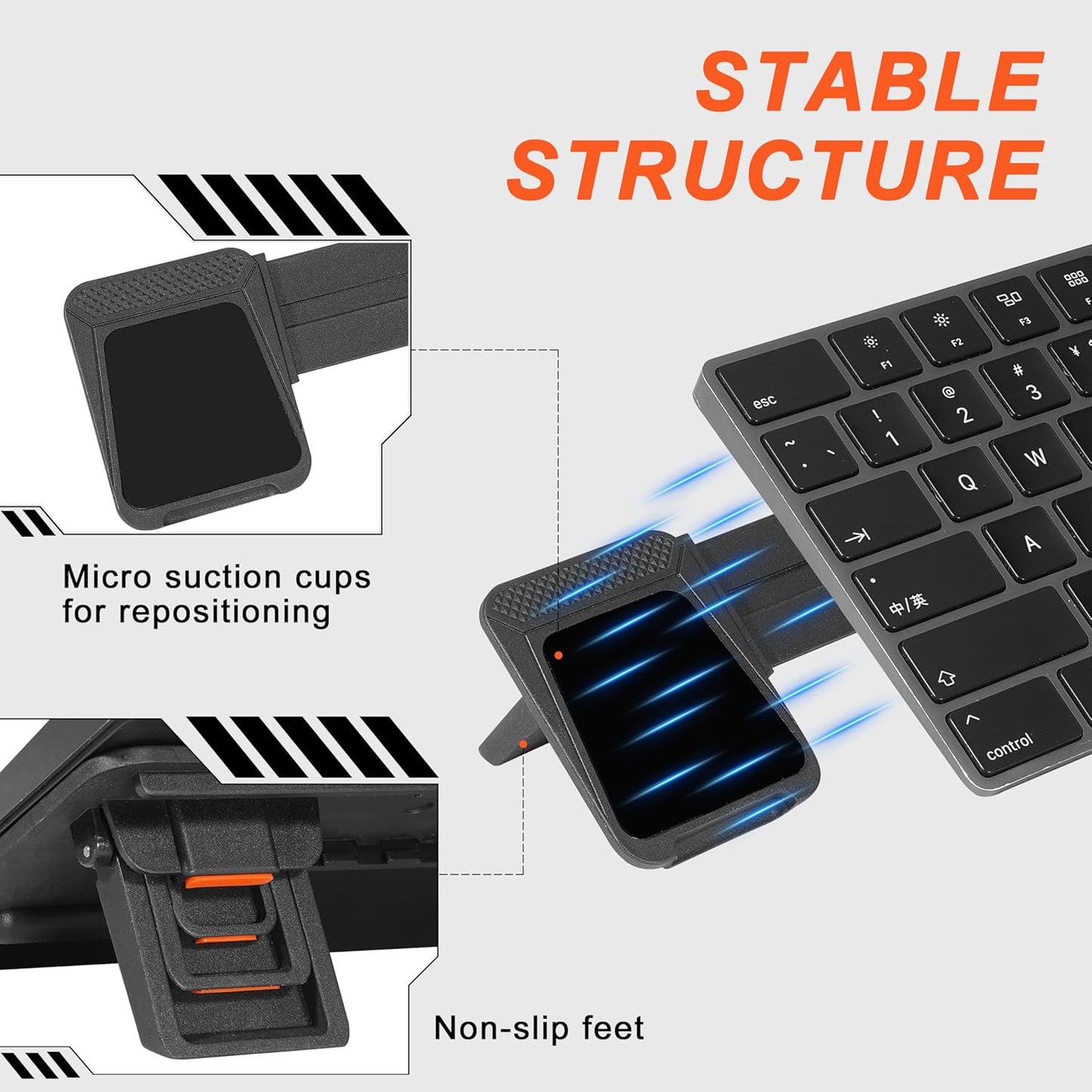 MEKASS Computer Keyboard Stand for Desktop, Adjustable Keyboard Riser, Extendable Holder, Non Slip, Ergonomic Office